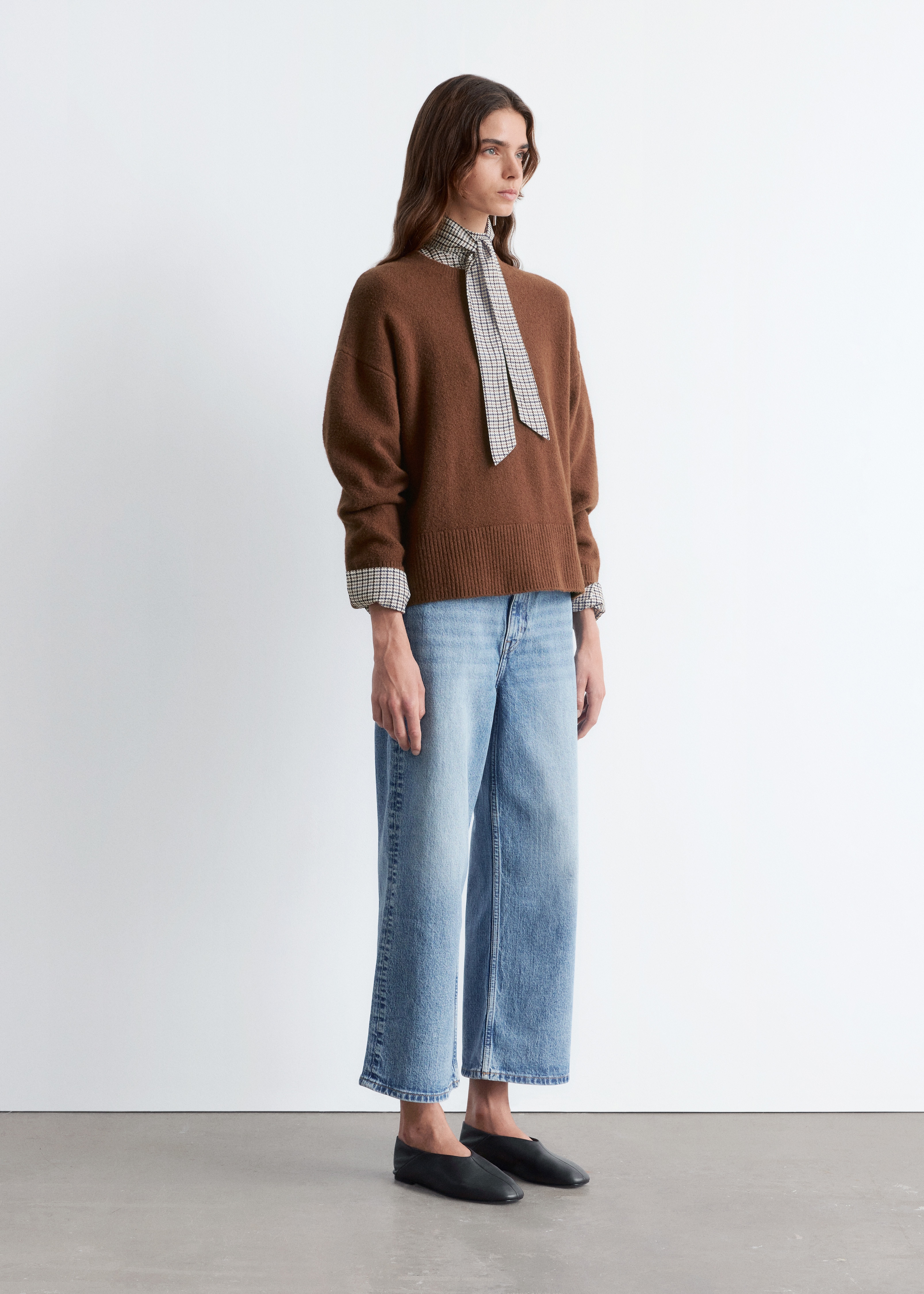 Kötött pulóver - Sötétbarna/Sötétvörös/Púder rózsaszín/Fehér/Orgonalila/Fekete/Sötétkék/Vakond/Mole Beige