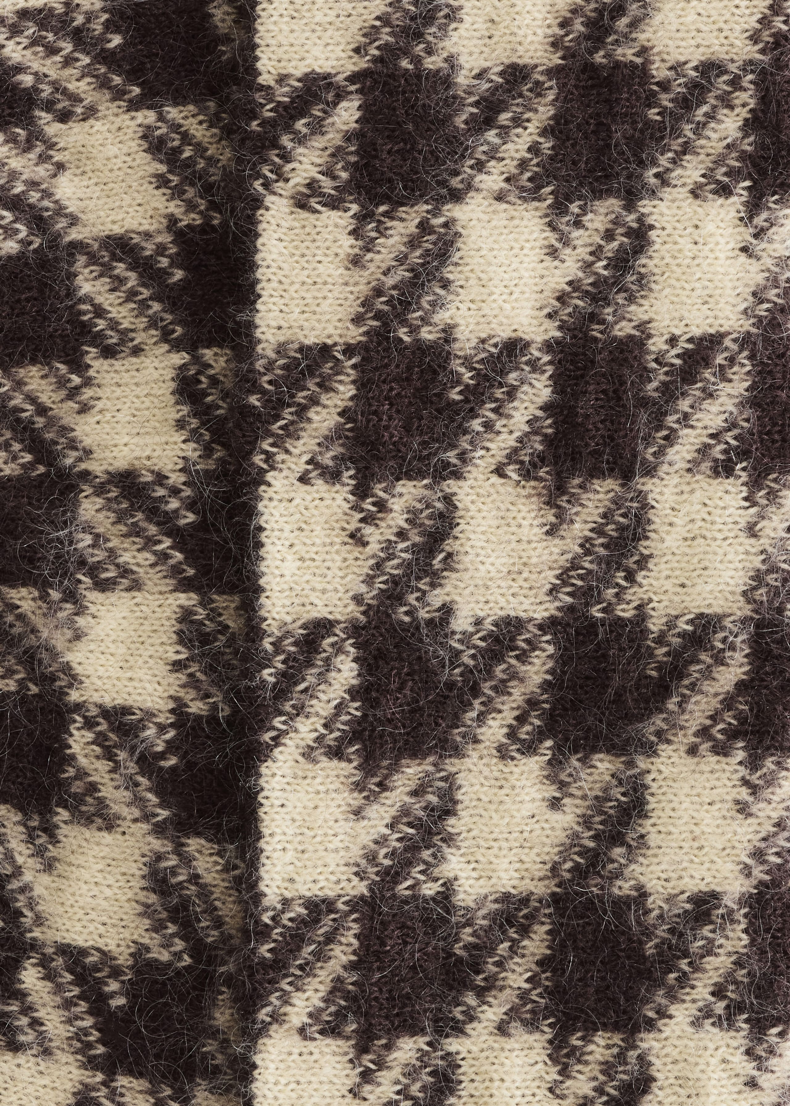 Mohair Blend Beanie - Beige/Houndstooth - Still Life