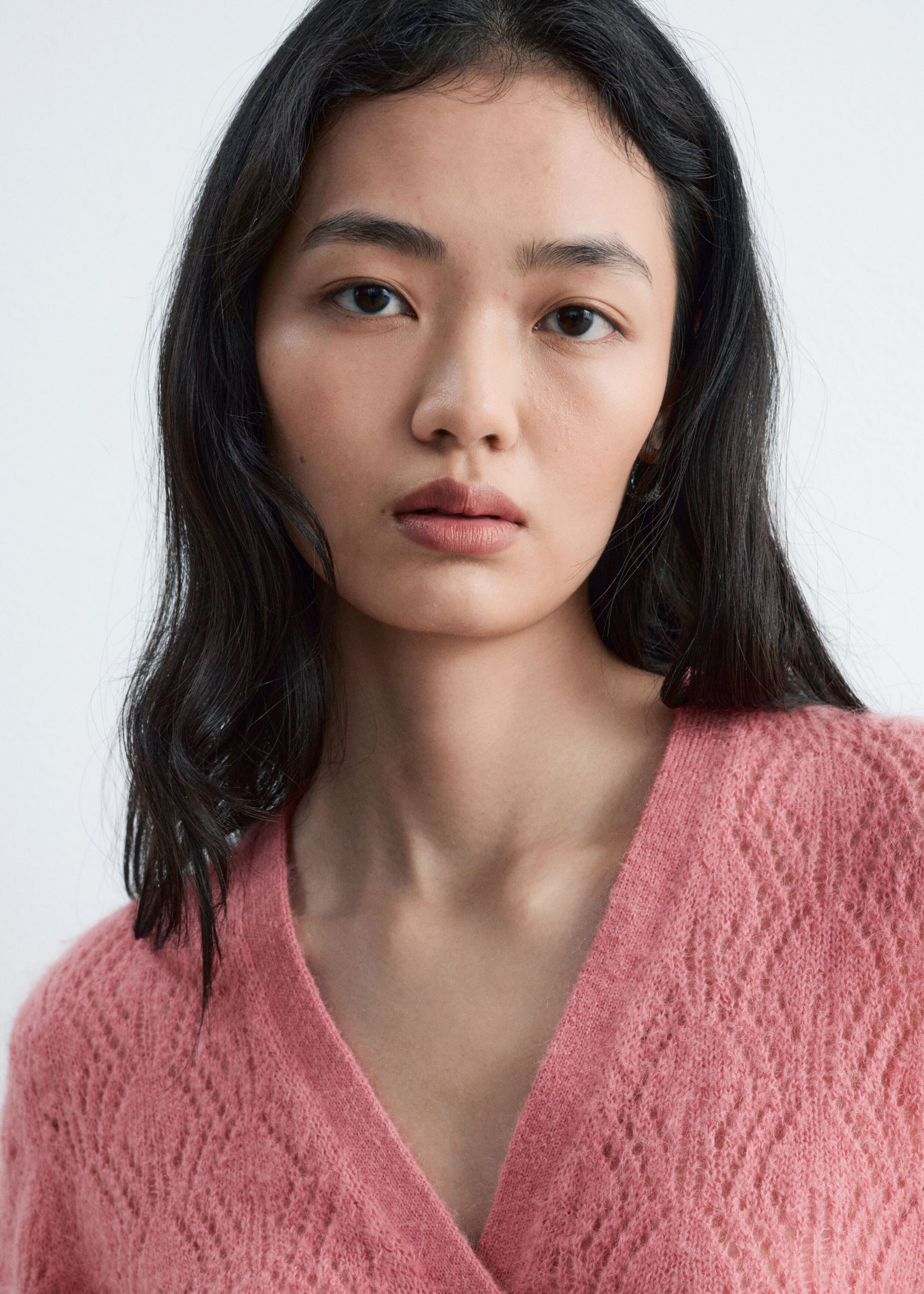 Mohair-Blend Pointelle Cardigan - Pink - Still Life