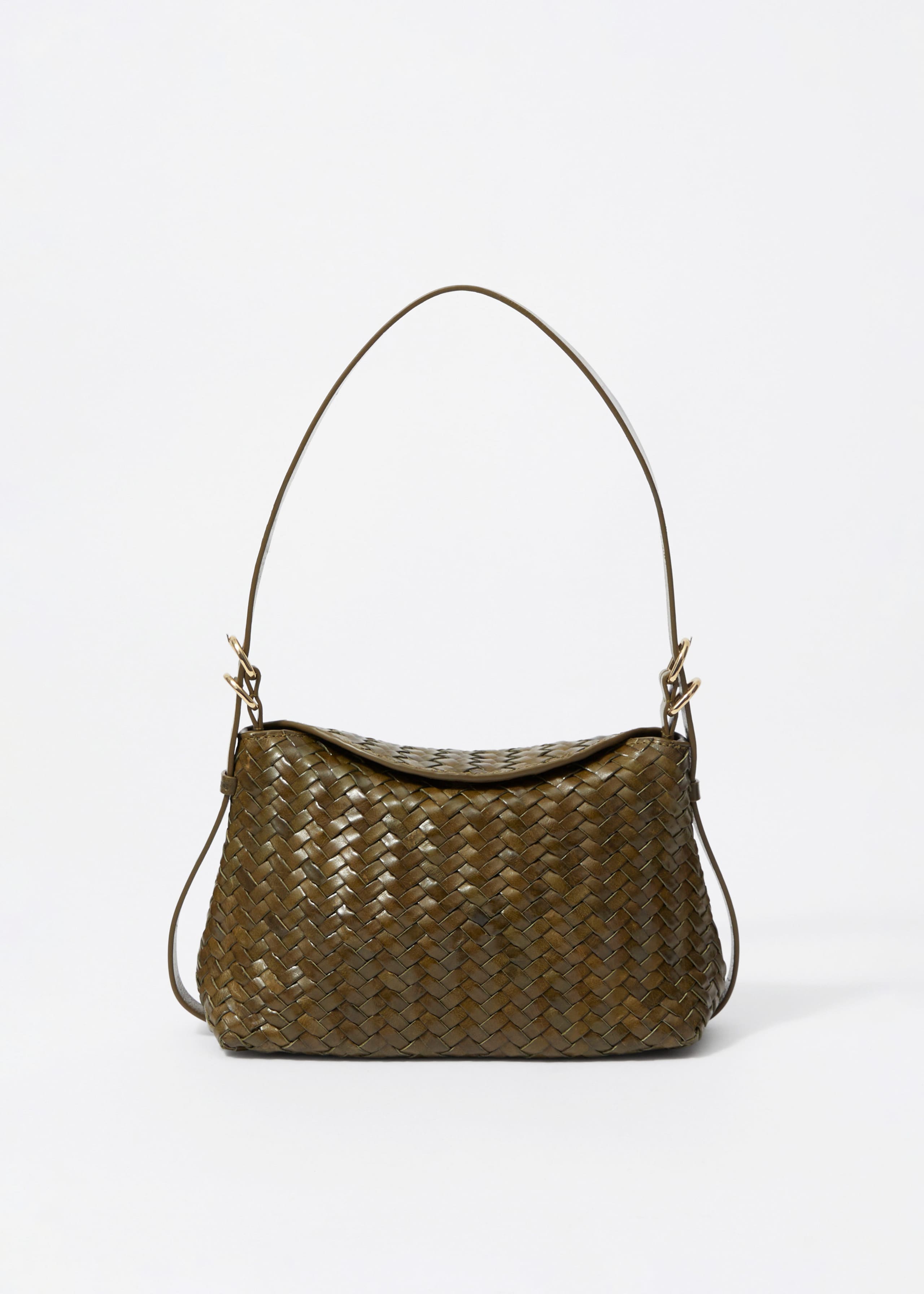 Kleine Tragetasche aus geflochtenem Leder - Khaki - Stillleben