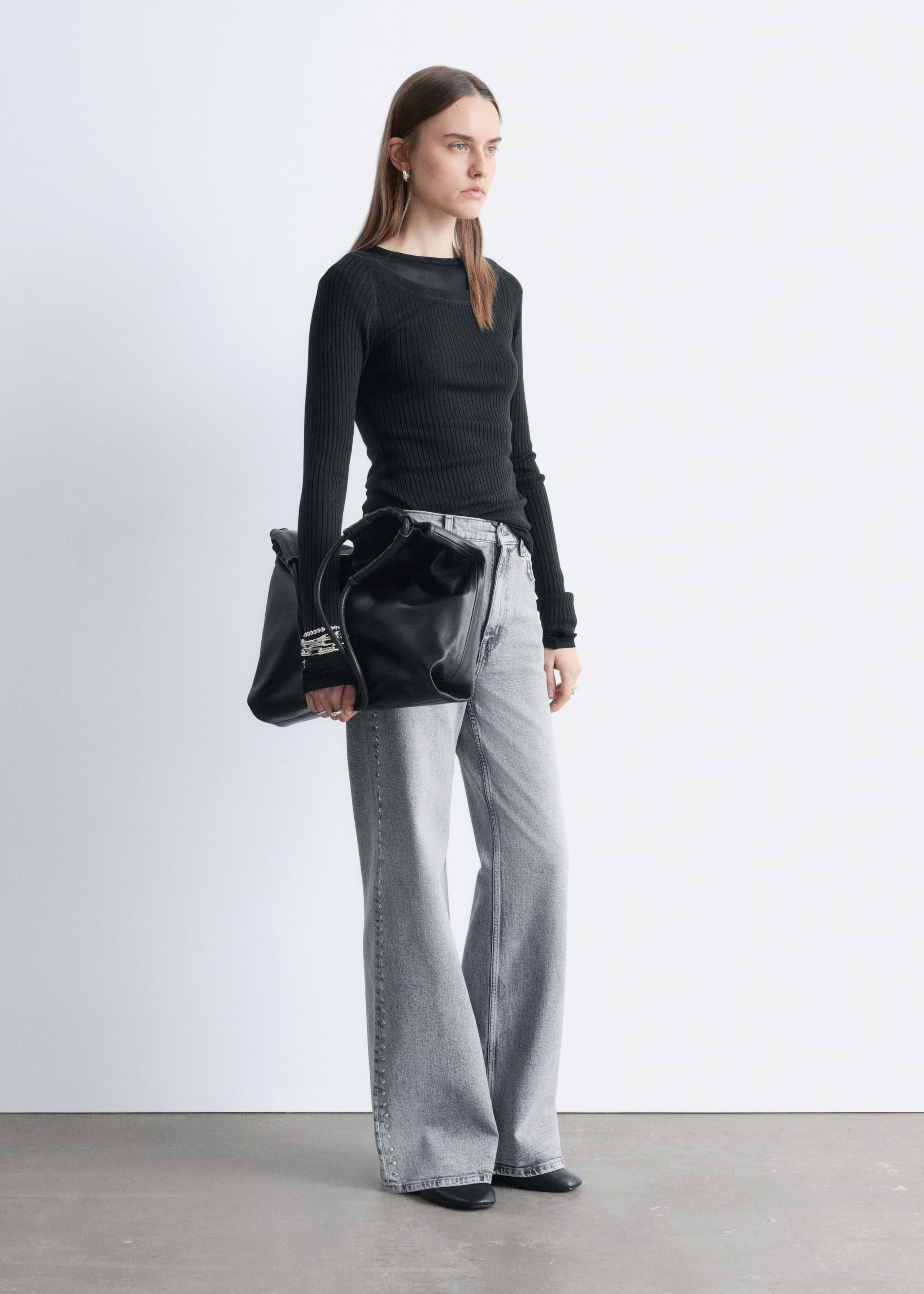 Image of Studded Wide-Leg Jeans