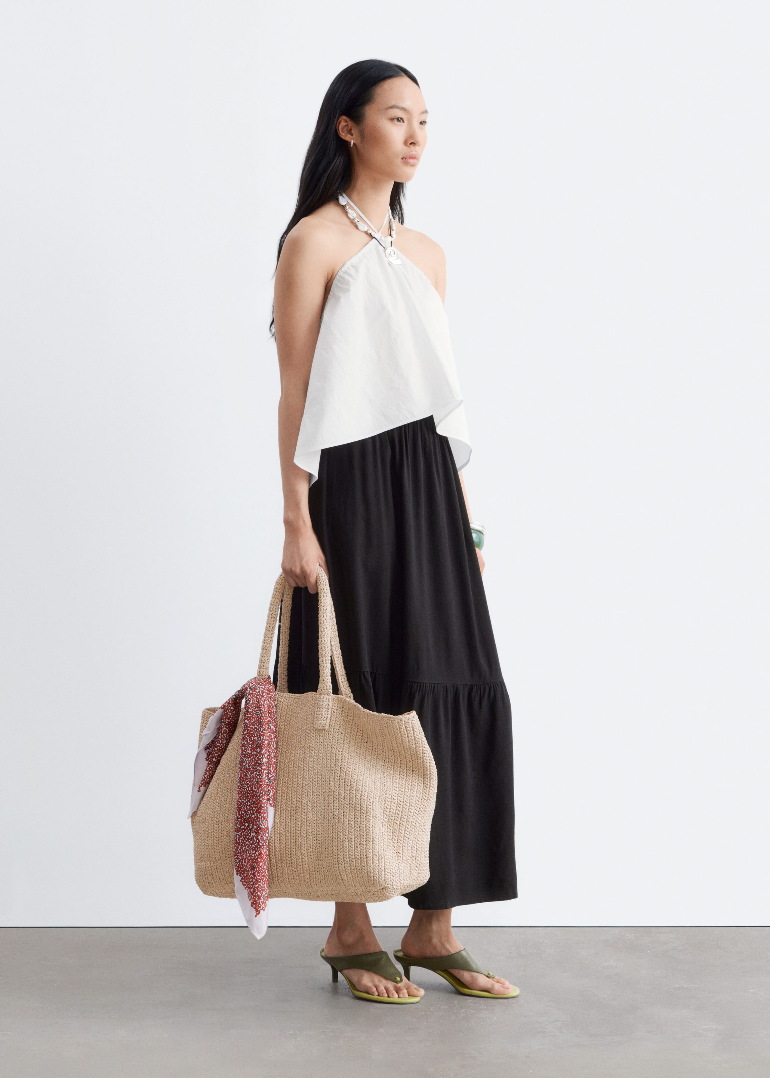 Tiered Midi Skirt - Black - Lookbook