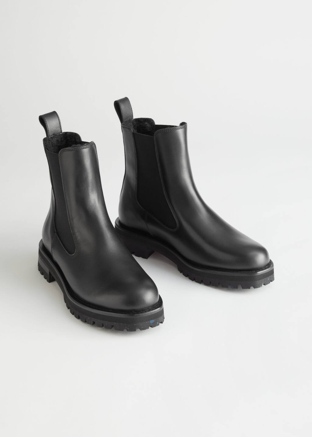 Teddy Lined Leather Chelsea Boots - Black - Bodegón