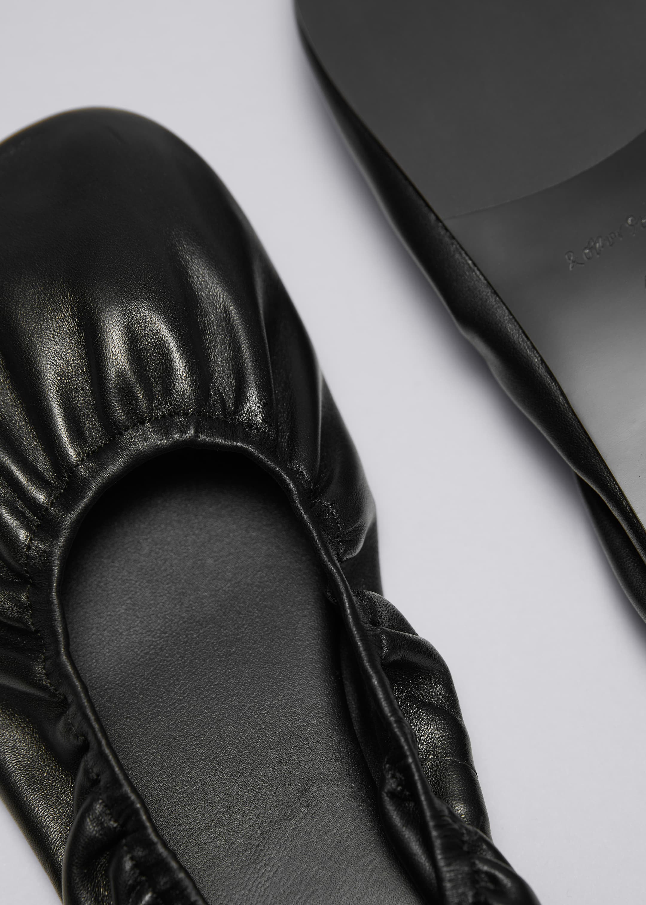 View larger image: Ruched Leather Ballet Flats - Black - Ladies | H&M GB 3