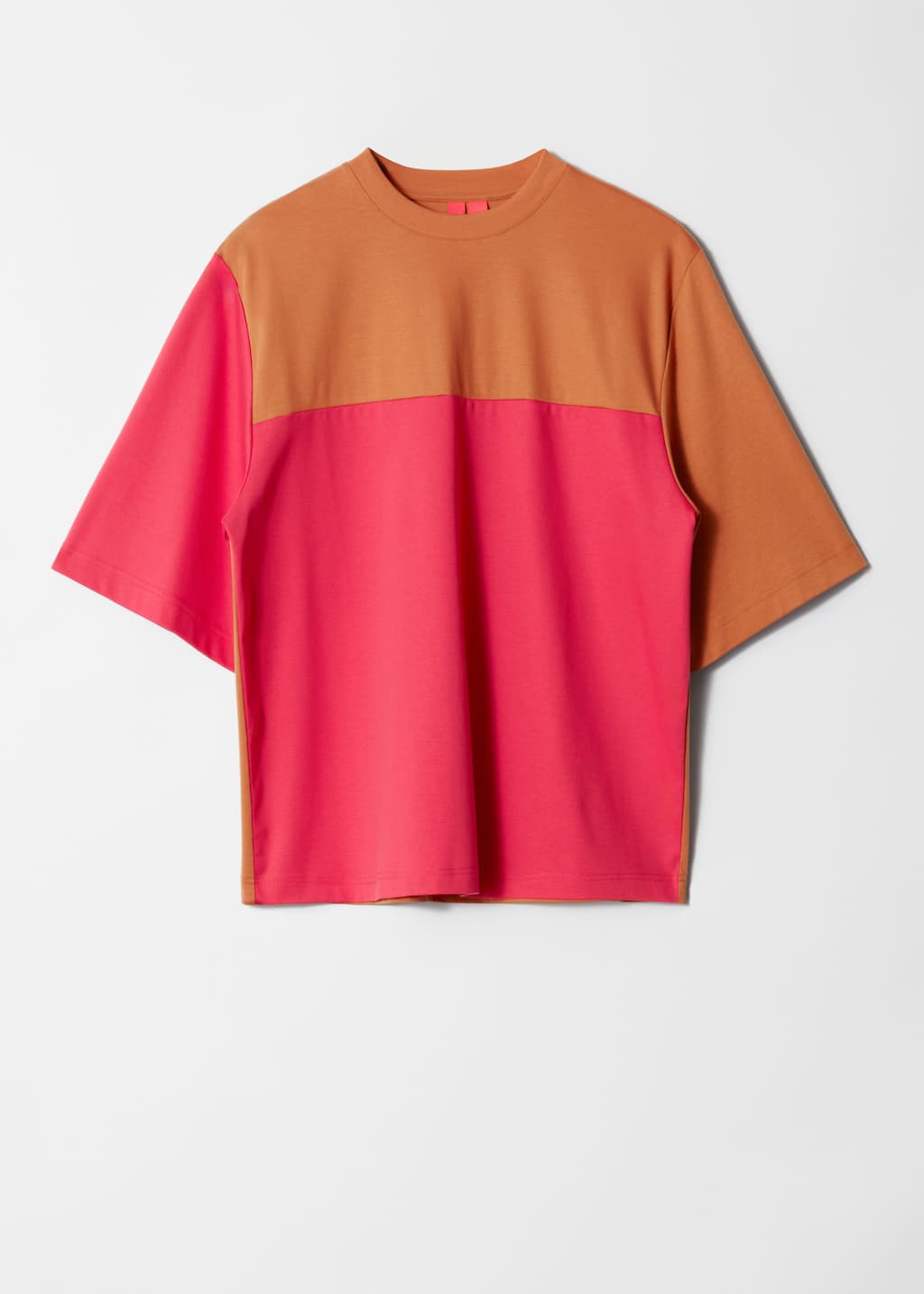 Camiseta de corte holgado con bloques de color - Rojo coral/bronce - Bodegón
