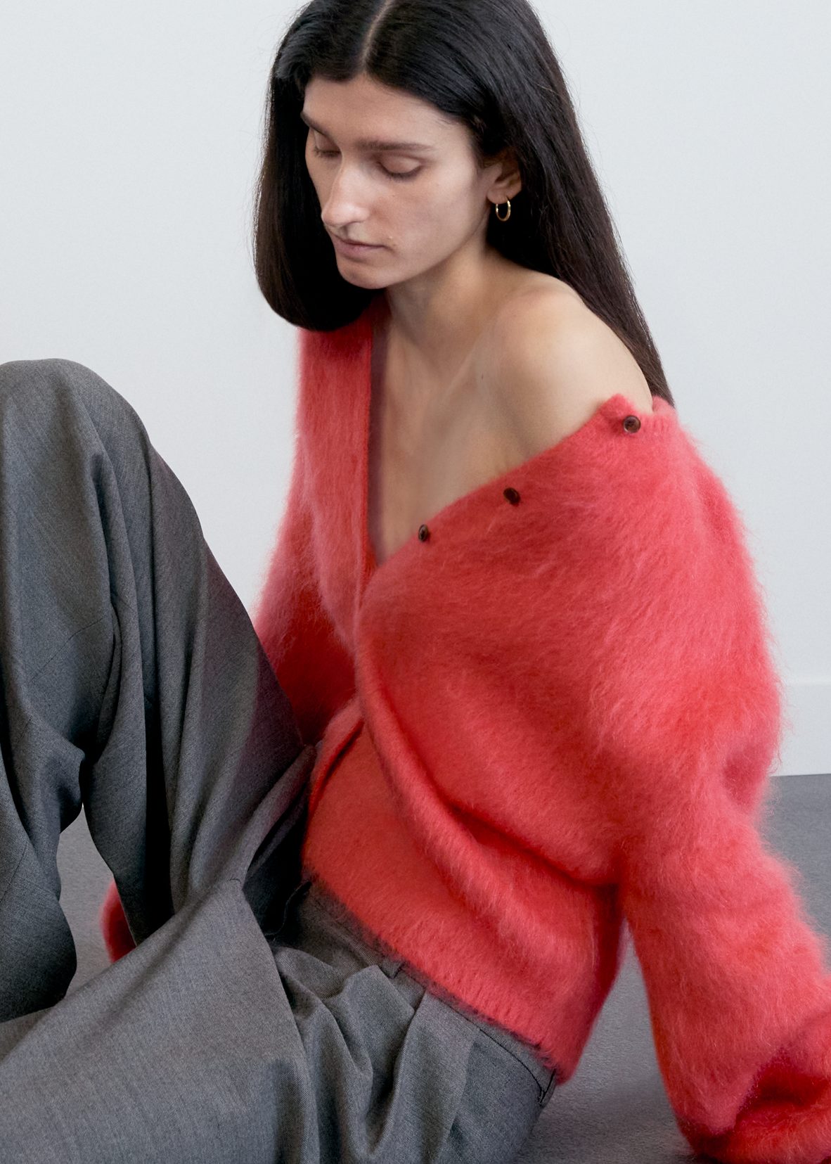 Brushed Mohair-Blend Cardigan - Bright Red - & Other Stories US
