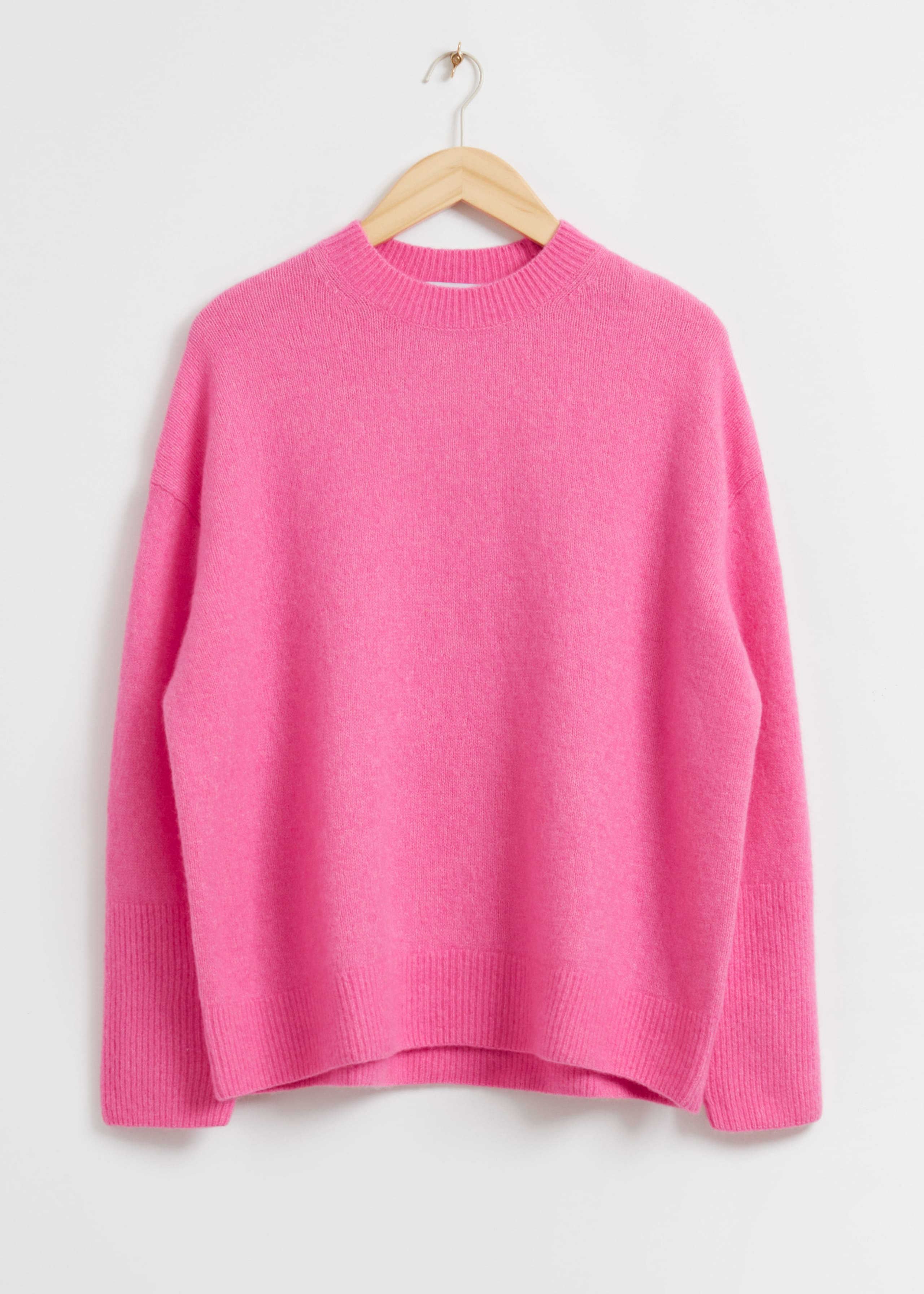 Relaxed Soft Wool Crewneck Jumper - Pink - Still Life