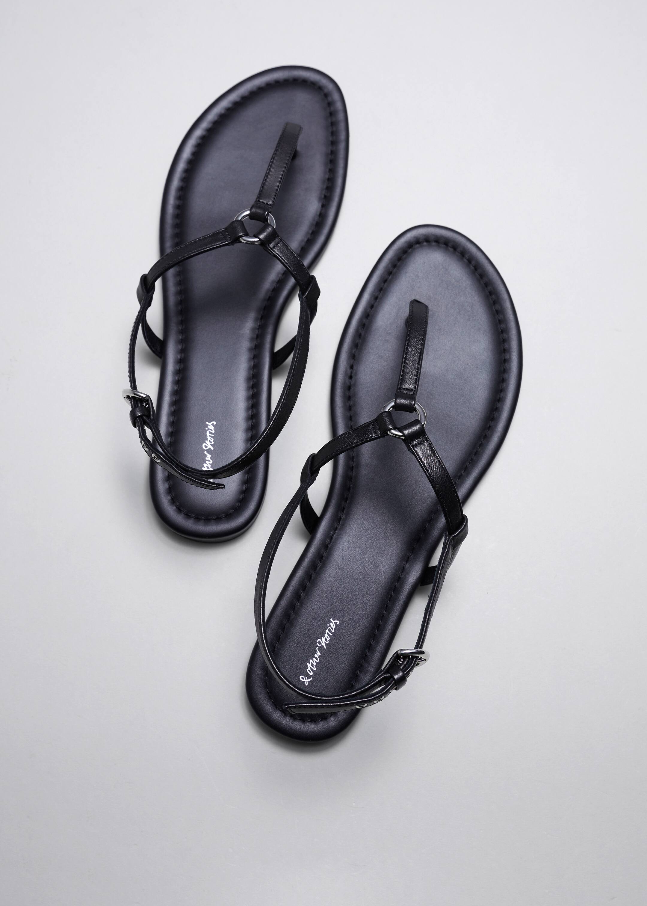 View larger image: T-bar Leather Sandals - Black - Ladies | H&M GB 3