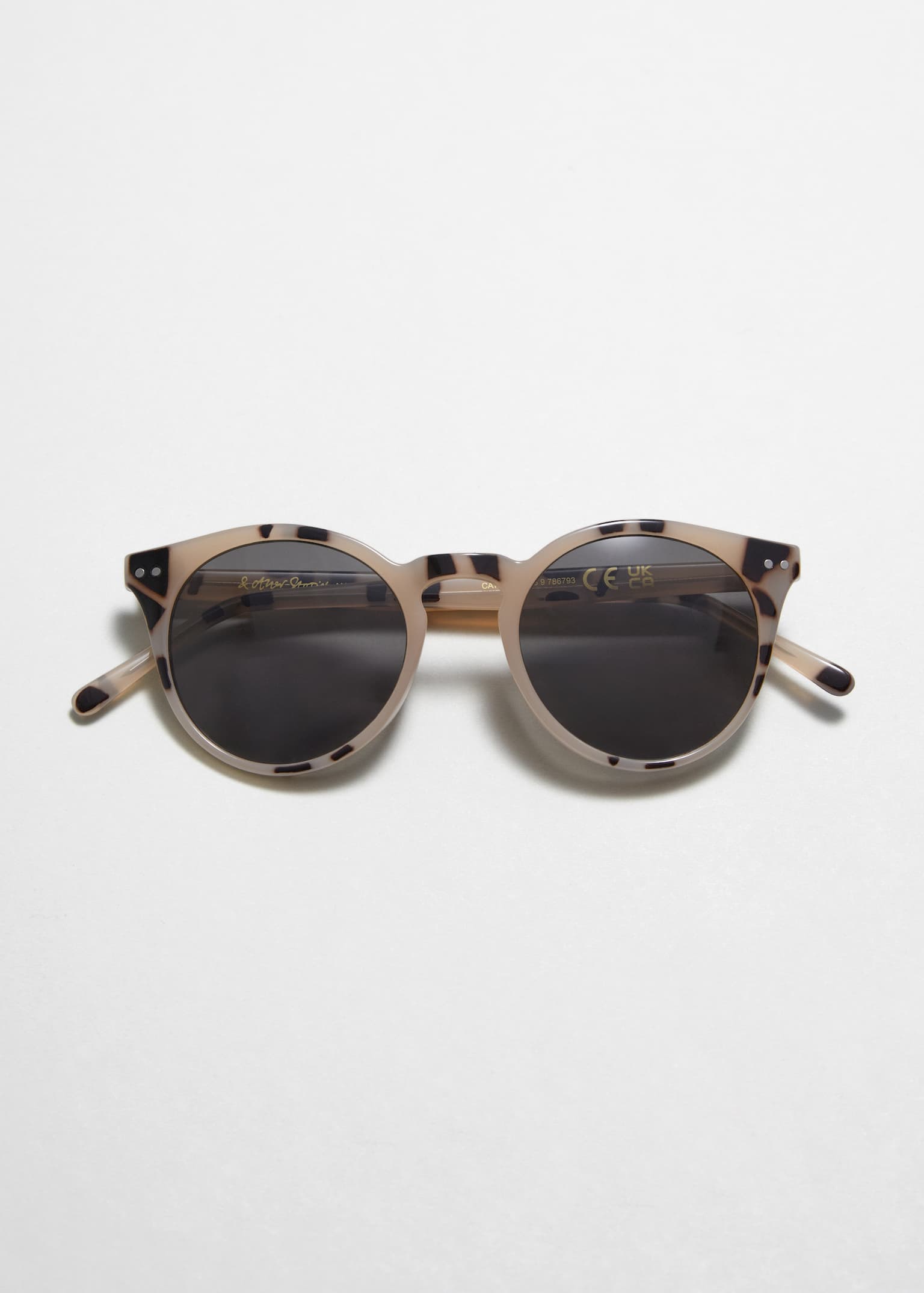 Classic Round Frame Sunglasses - Beige/Brown - 2
