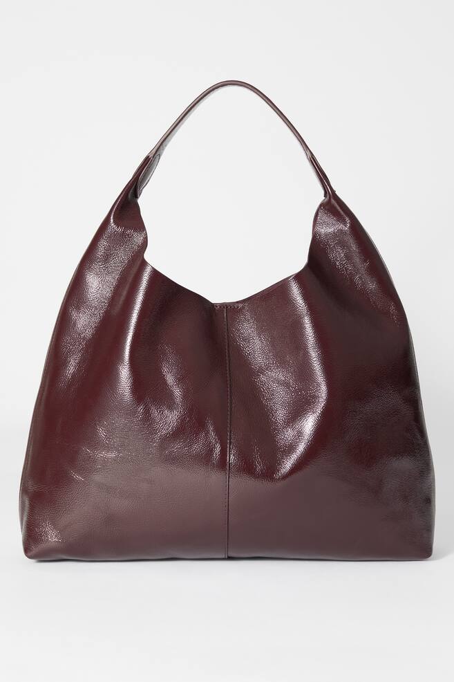 Large Patent-Leather Tote Bag - Burgundy - 1