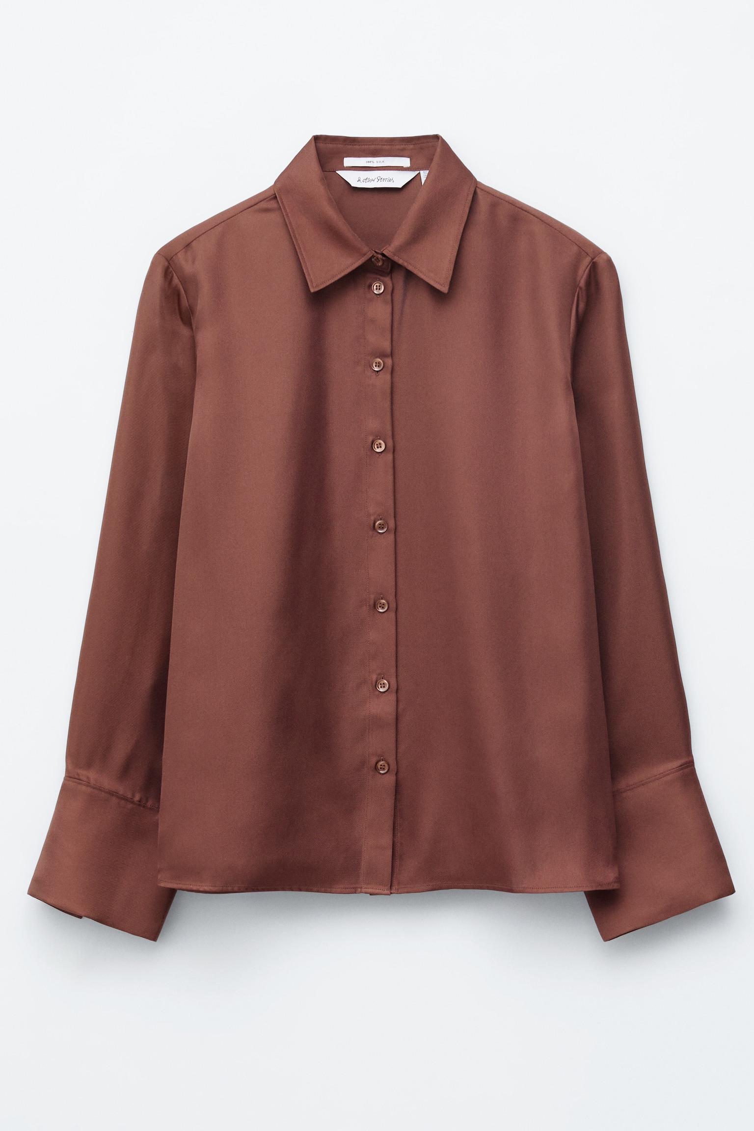 Luźna jedwabna koszula - Brązowy/Brązowy/białe groszki/Ciemnoniebieski - 1