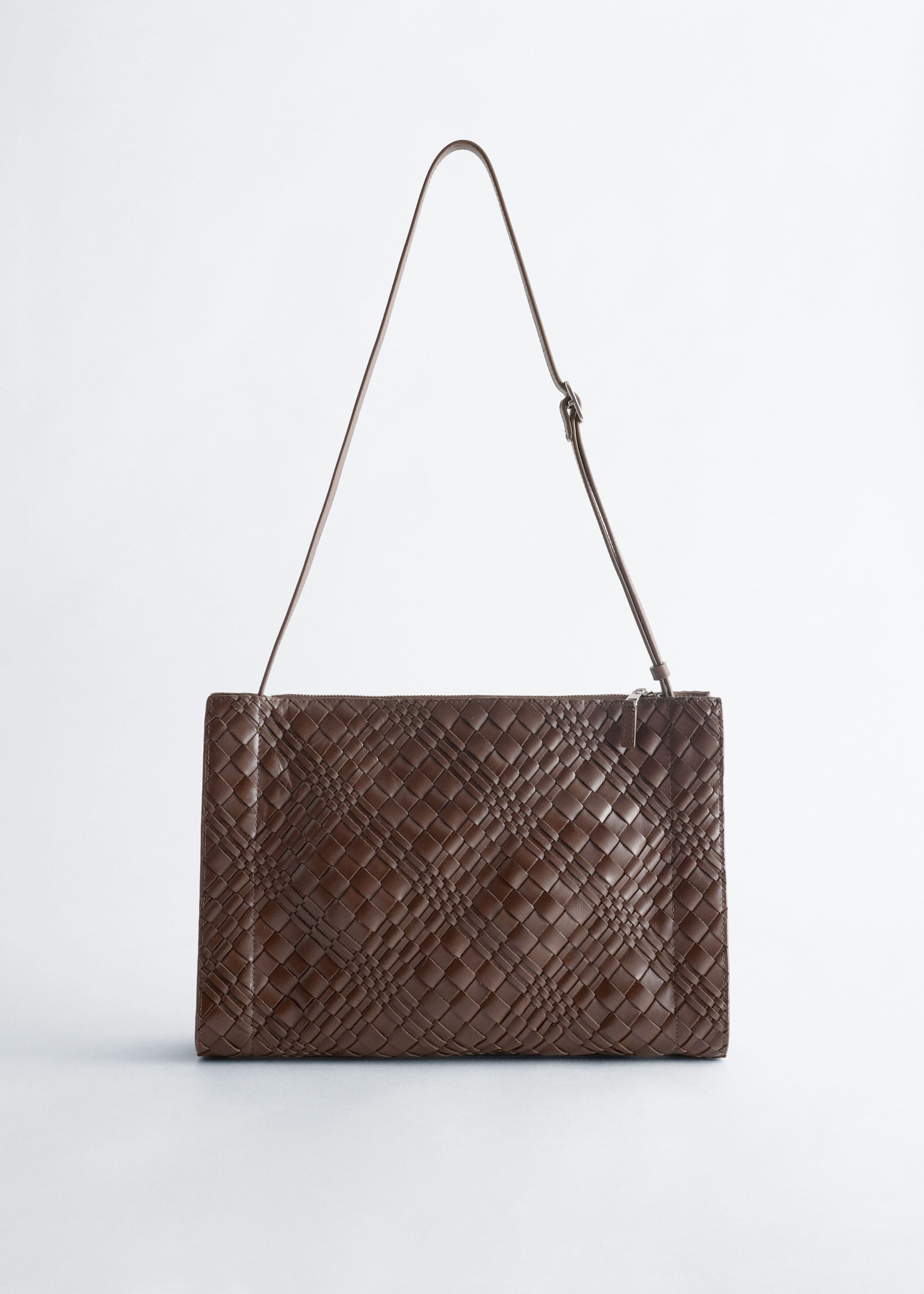 Braided Leather Crossbody Bag - Brown - Still Life