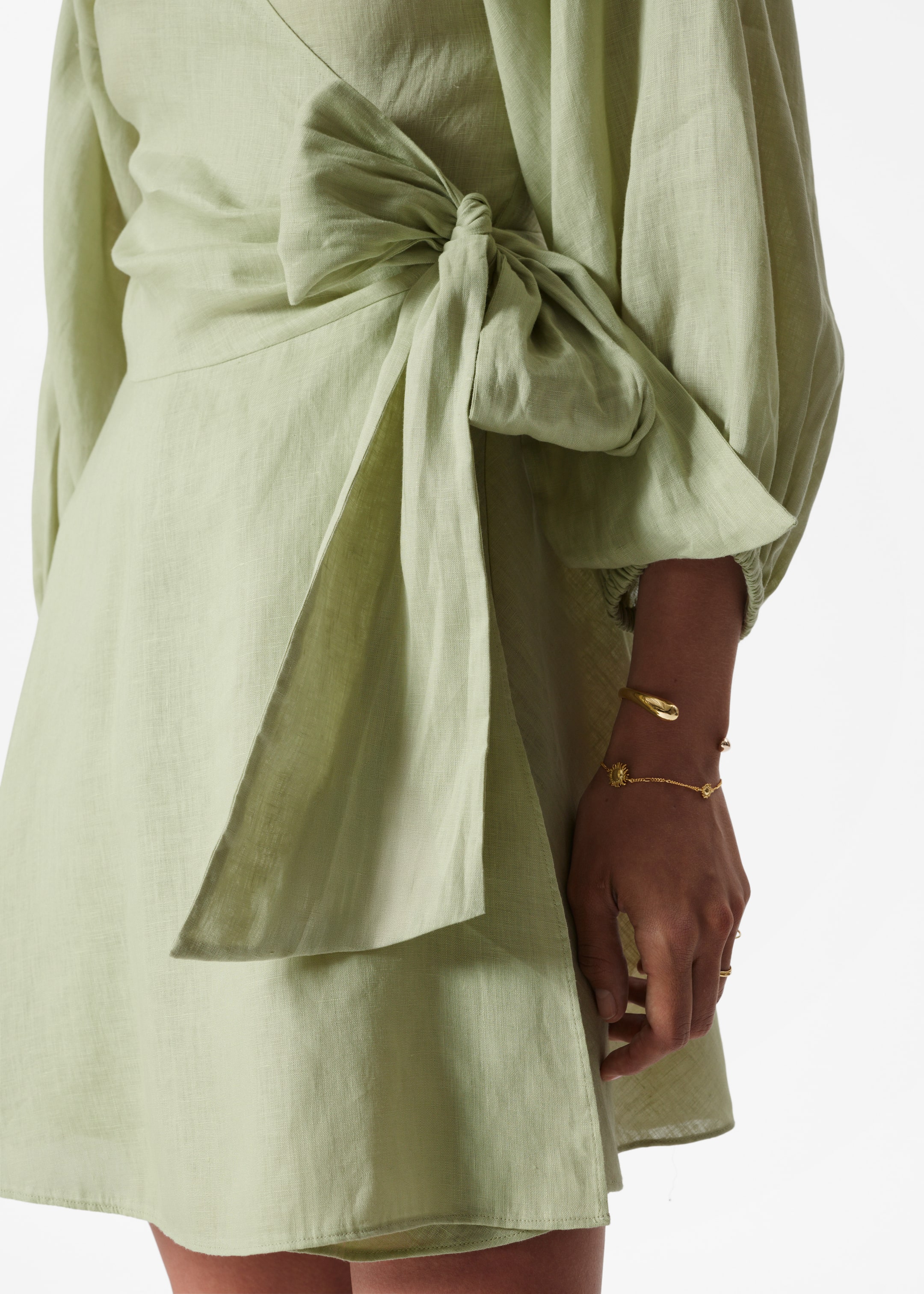 Visualizza immagine più grande: Mini abito a portafoglio in lino - Verde chiaro - DONNA | H&M IT 3