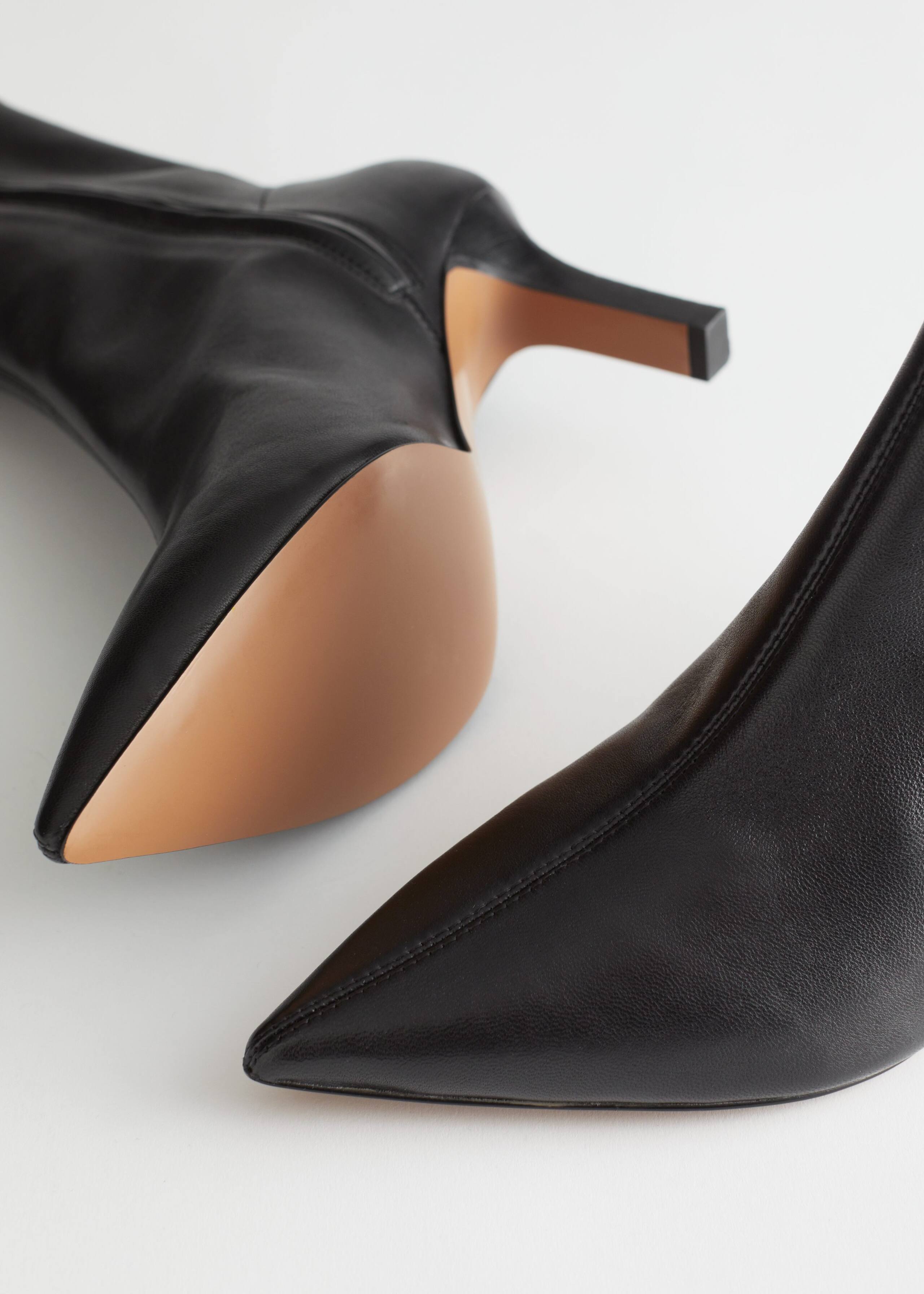 Pointed Suede Sock Boots - Beige - Still Life