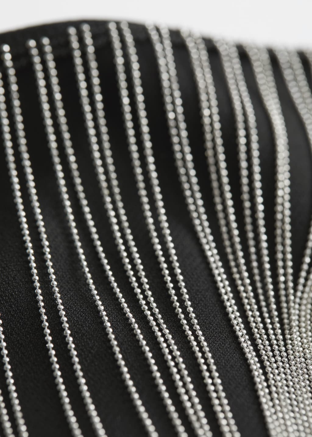 Fitted Rhinestone Fringed Crop Top - {{variantName}} - Descriptive Detail