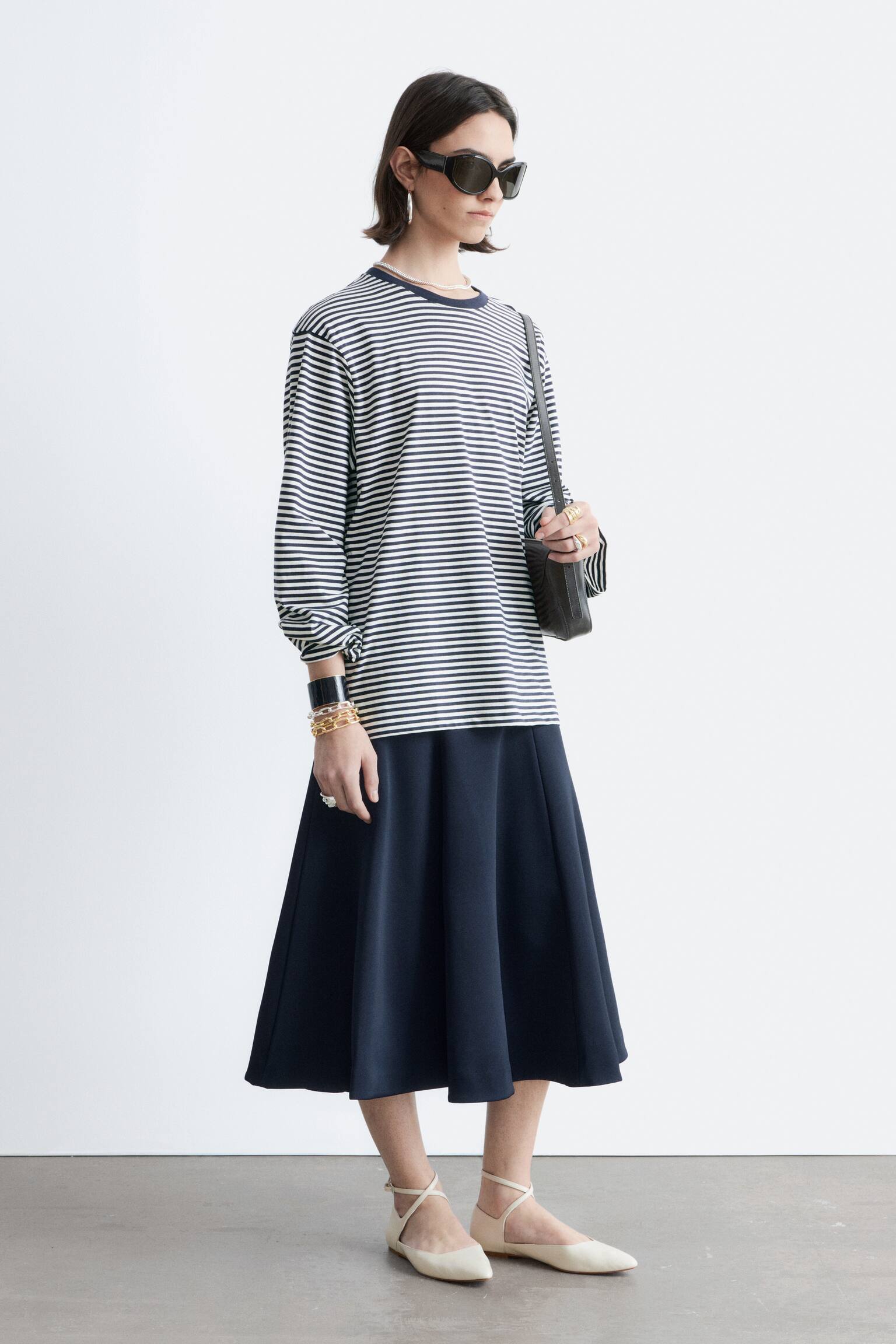 חולצת ג’רסי עם שרוולים ארוכים - פסים לבן-כחול כהה/צהוב כהה/לבן - 8