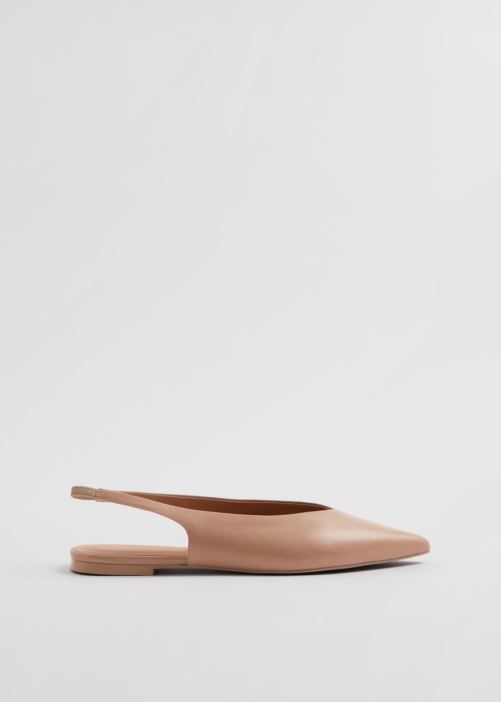 Spitze Slingback-Sandalen ohne Absatz aus Leder - Ecru - Stillleben