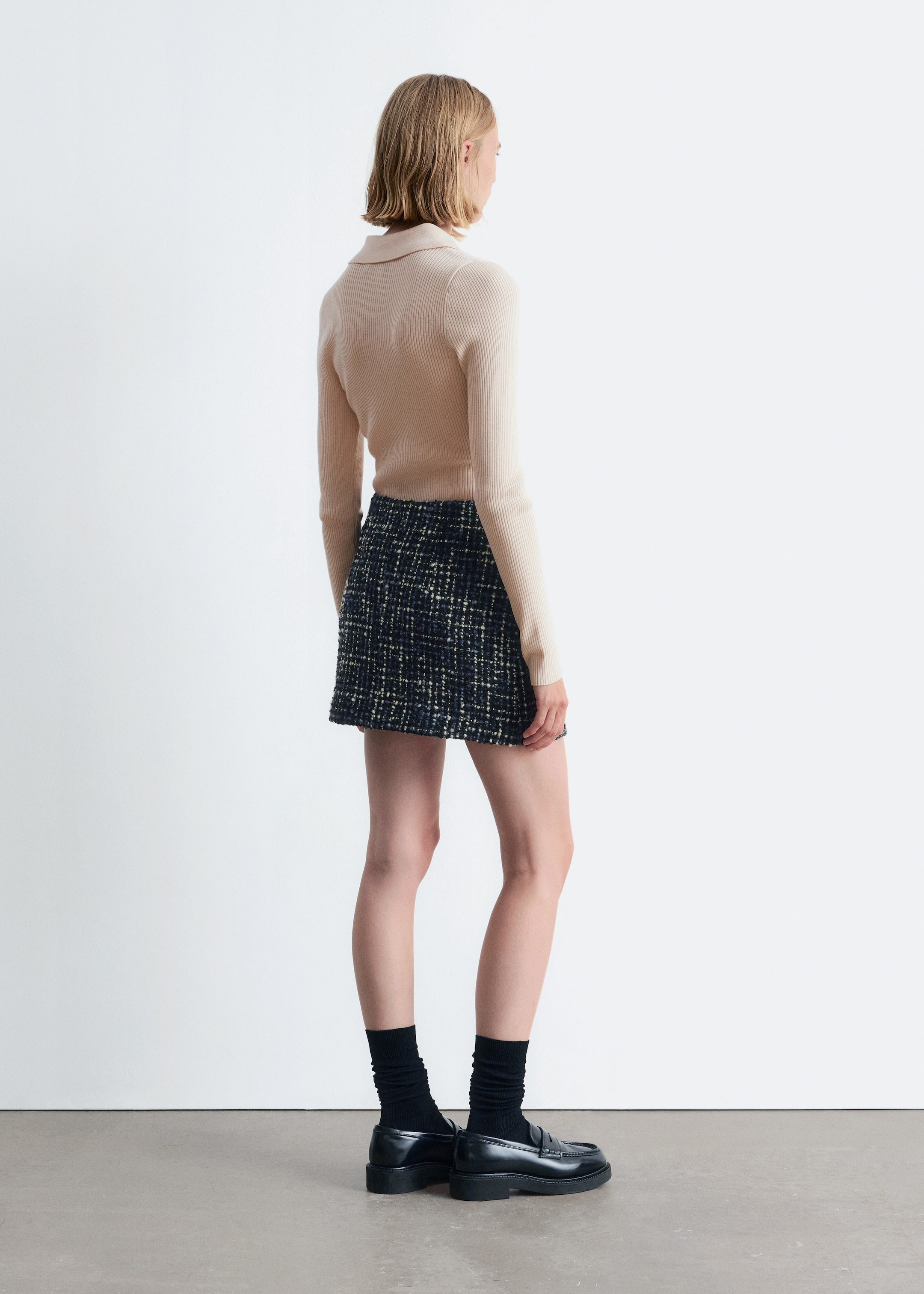 Grösseres Bild ansehen: Strukturierter Minirock aus Wollmix - Schwarz/Blau - DAMEN | H&M CH 5