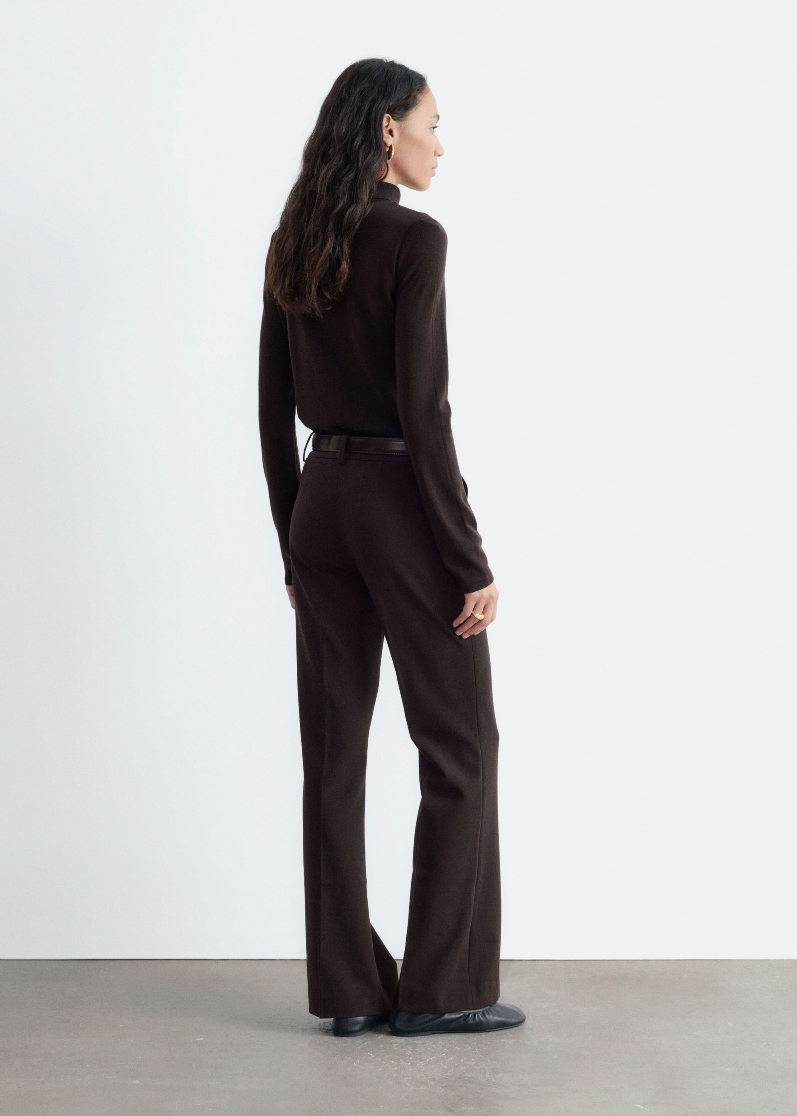 Flared Press-Crease Trousers - Dark Brown - Still Life