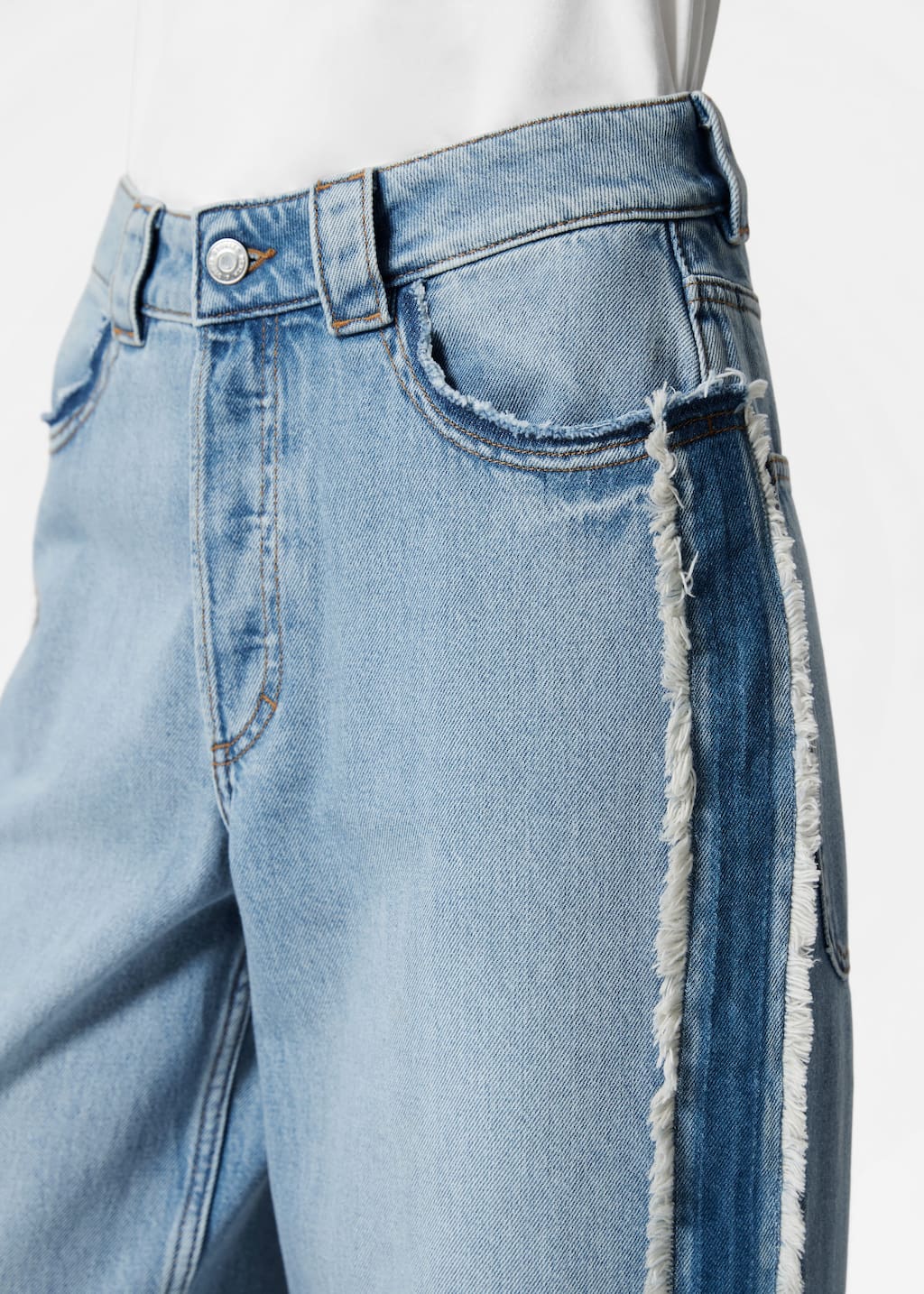 Image of Fringed Wide-Leg Jeans