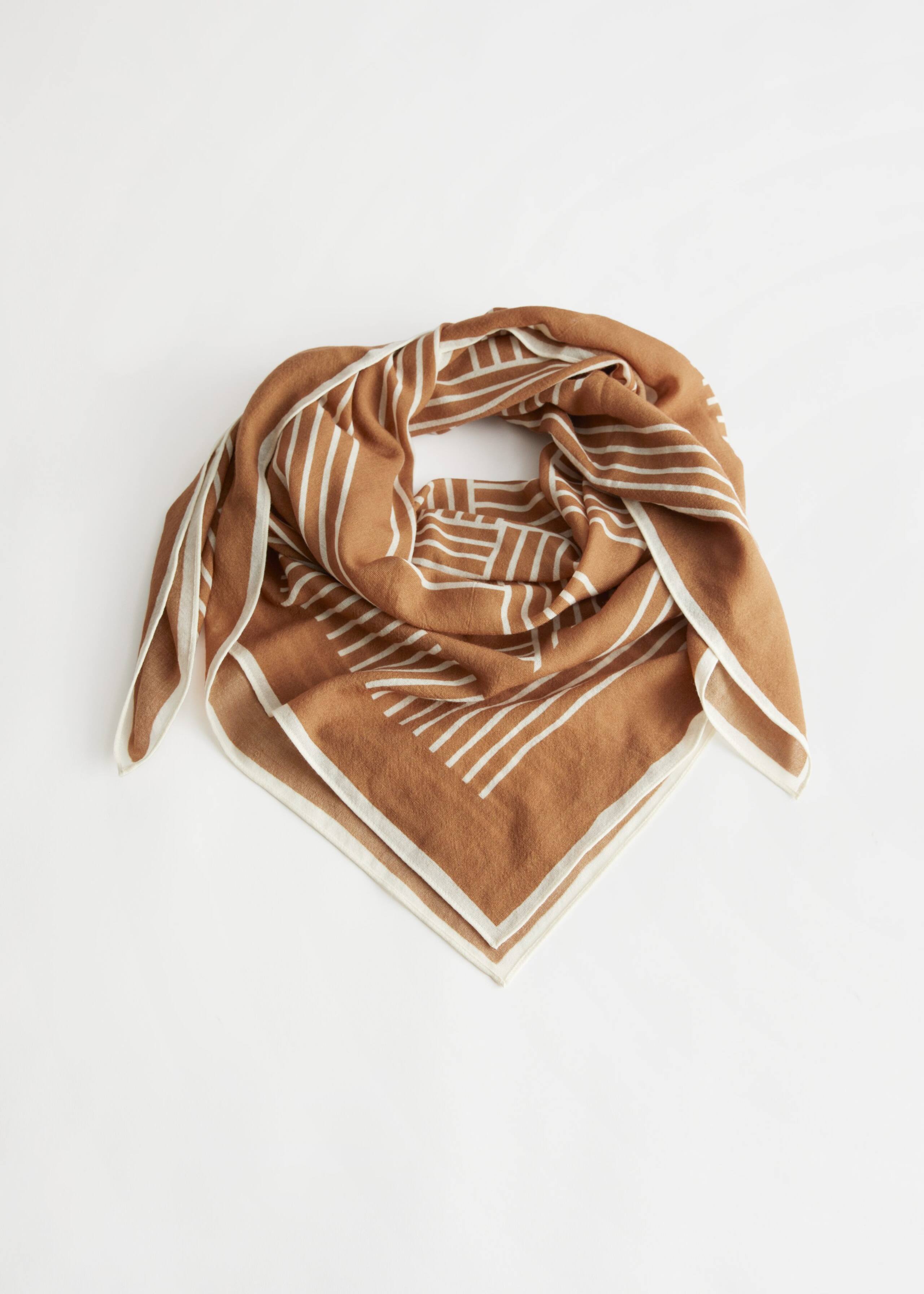 Striped Light Wool Scarf - White Print - Still Life