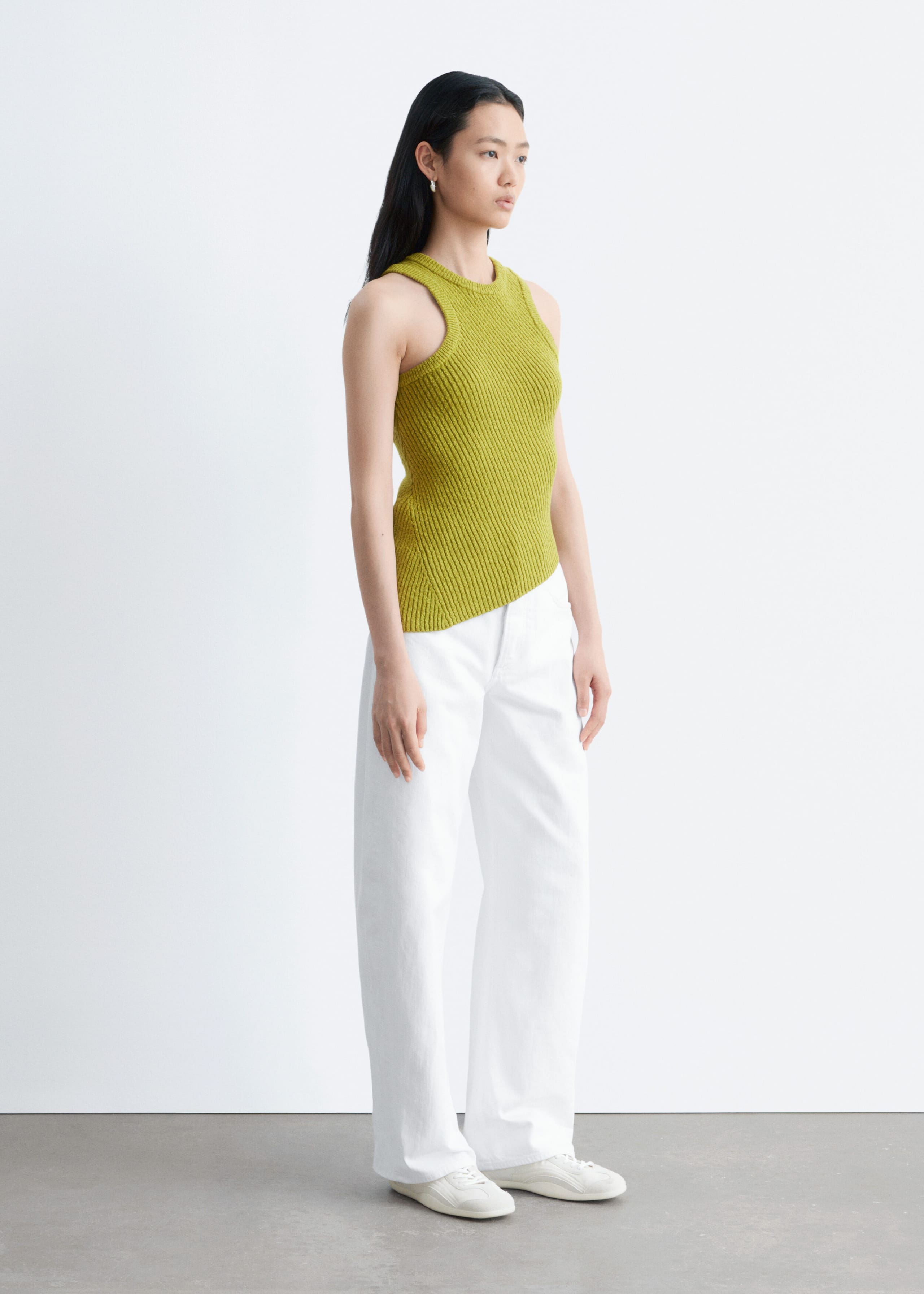 Image of Débardeur côtelé asymétrique