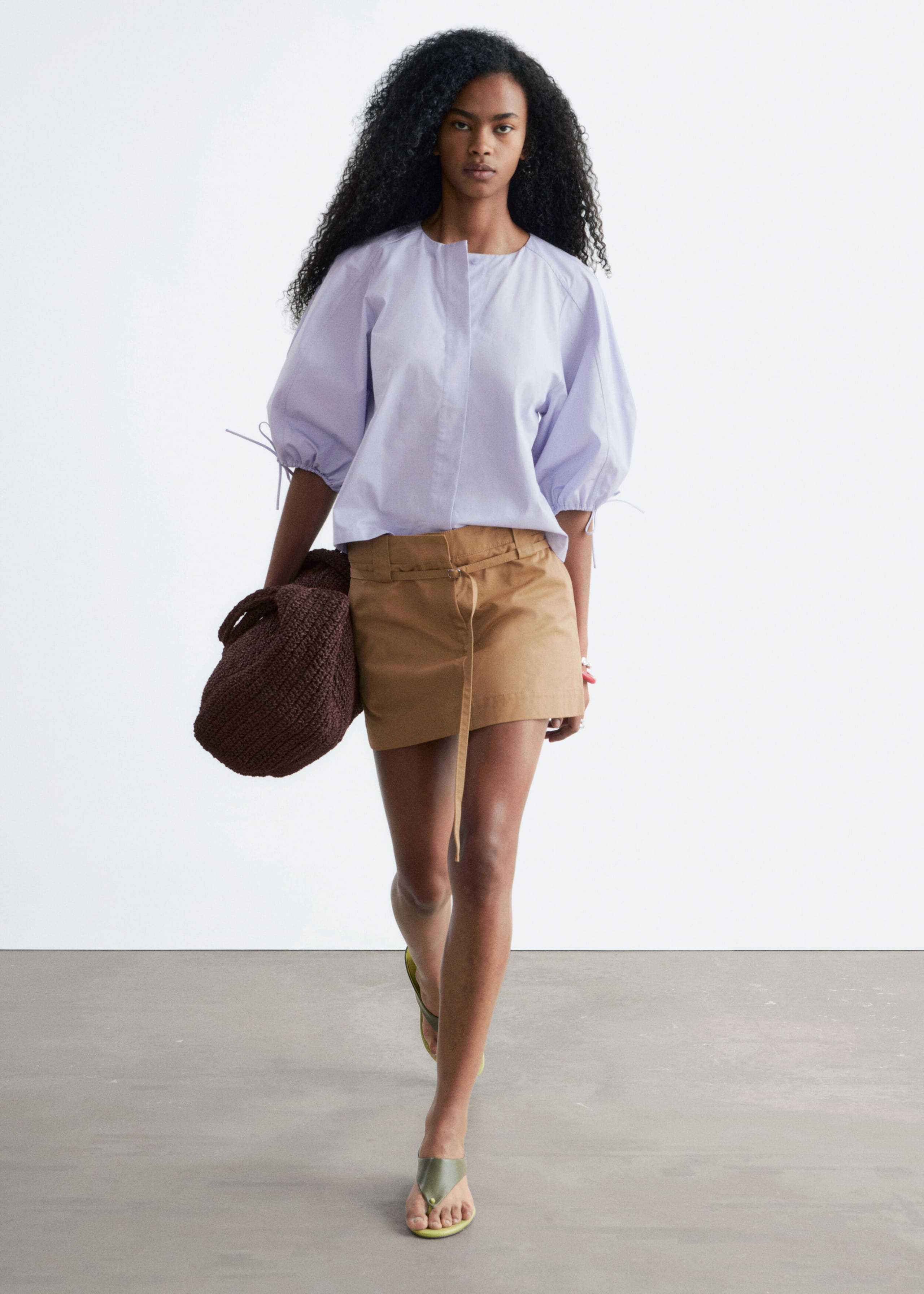 Image of Bluse aus Baumwolle mit voluminösen Ärmeln