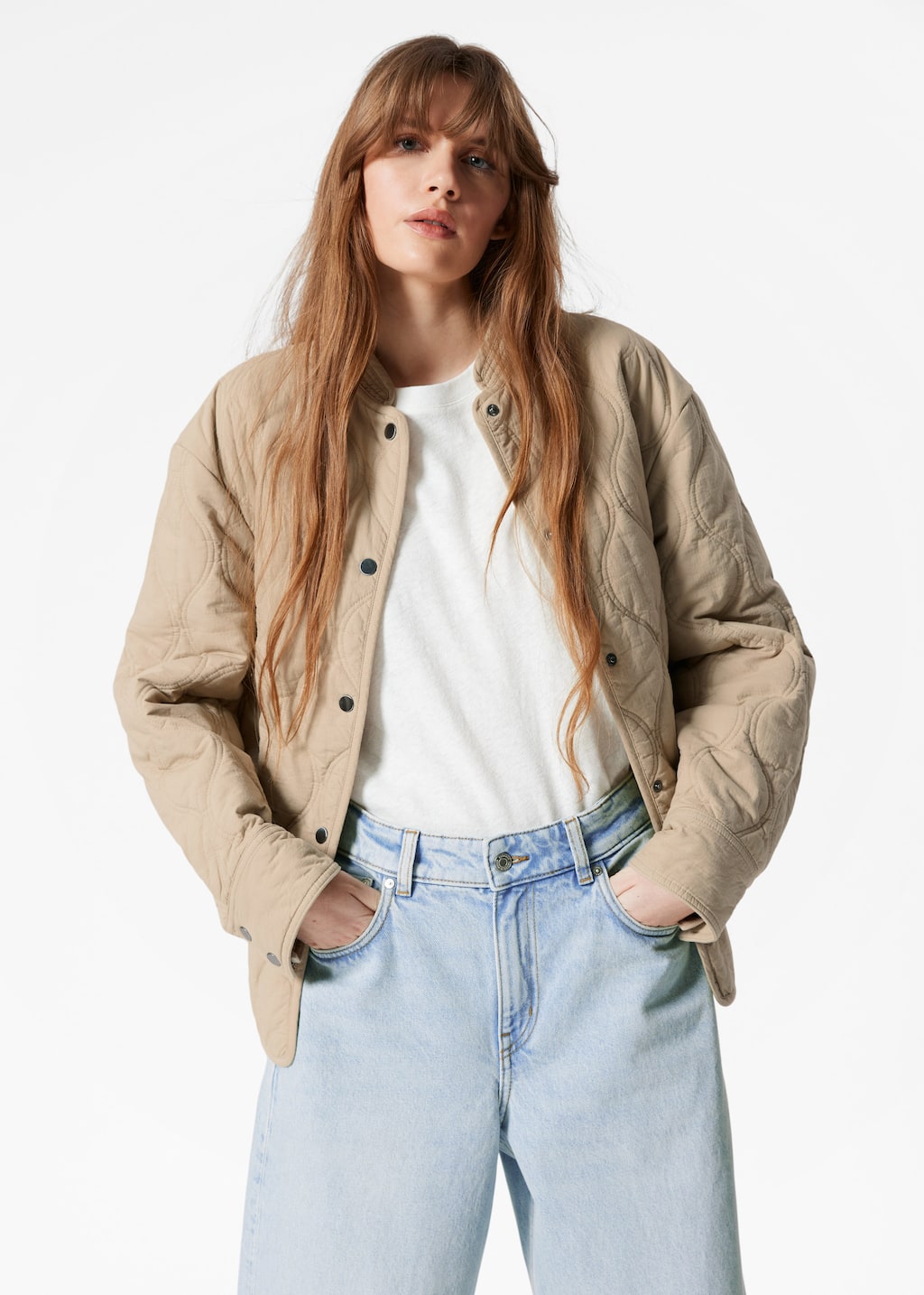 Image of Quilted Stand-Collar Jacket