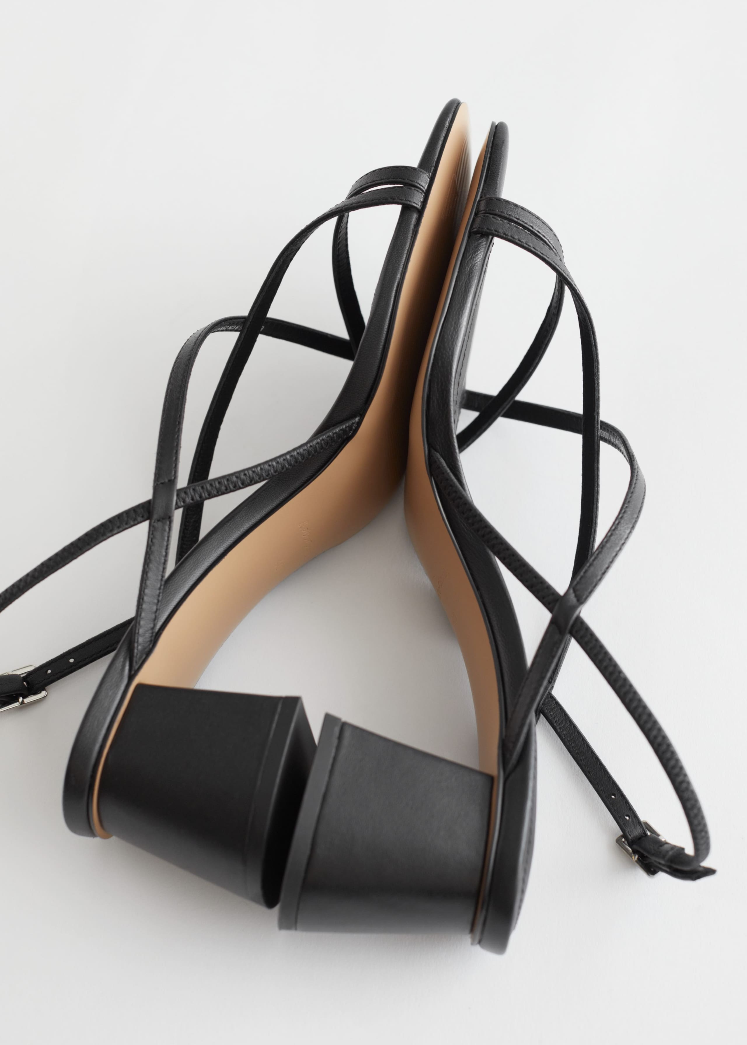 Image of Strappy Block Heel Leather Sandals