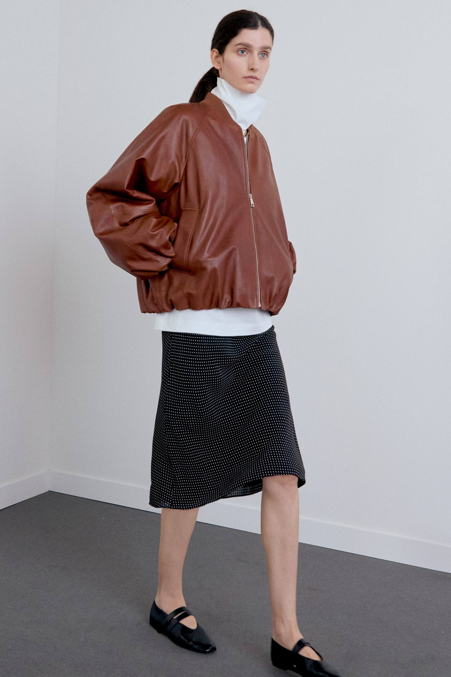 Jupe nuisette longueur genou - Noir/À pois - 6