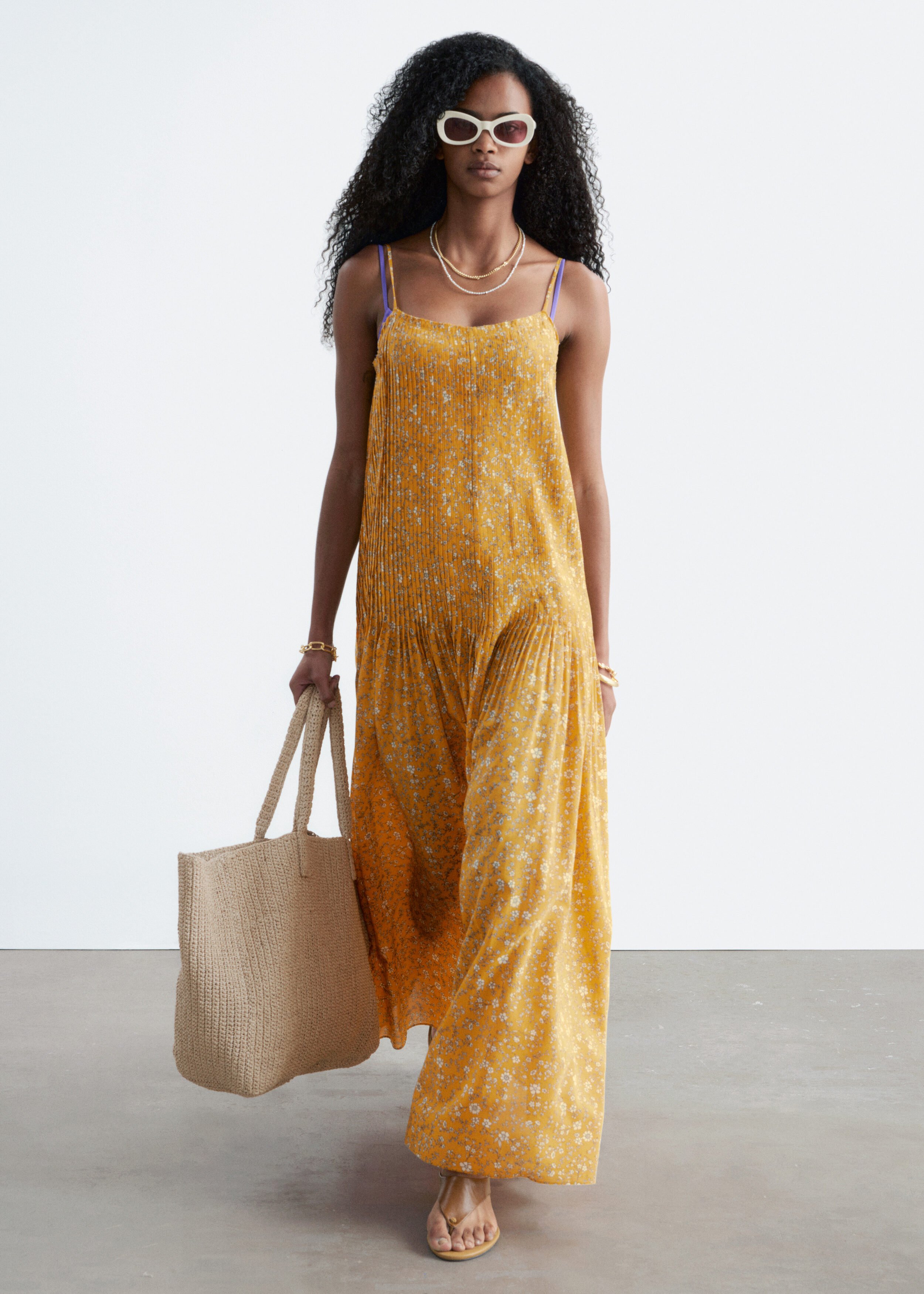 Pleated Bodice Maxi Dress