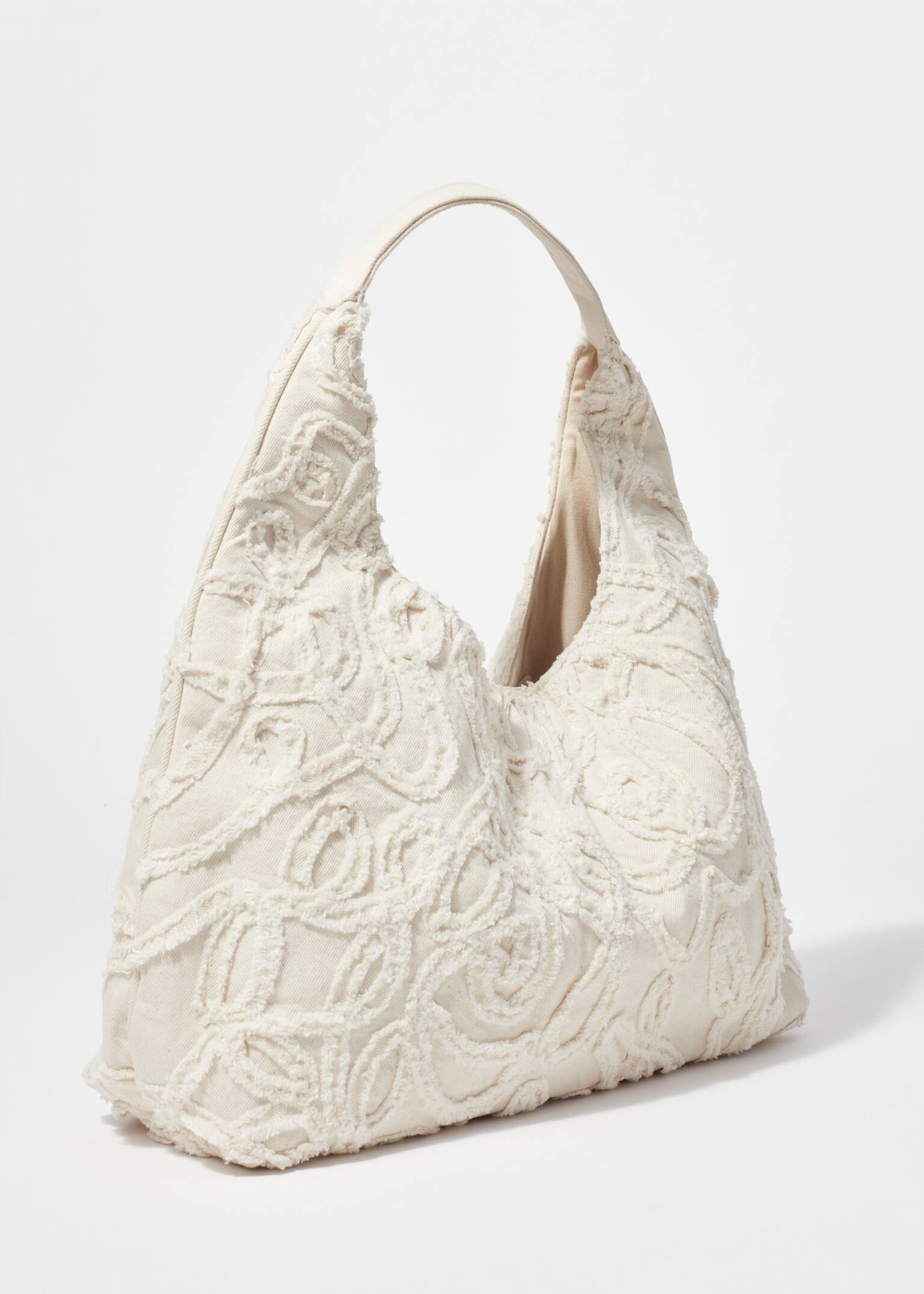 Kis hímzett farmer táska - Krém/Denim Blue - 4