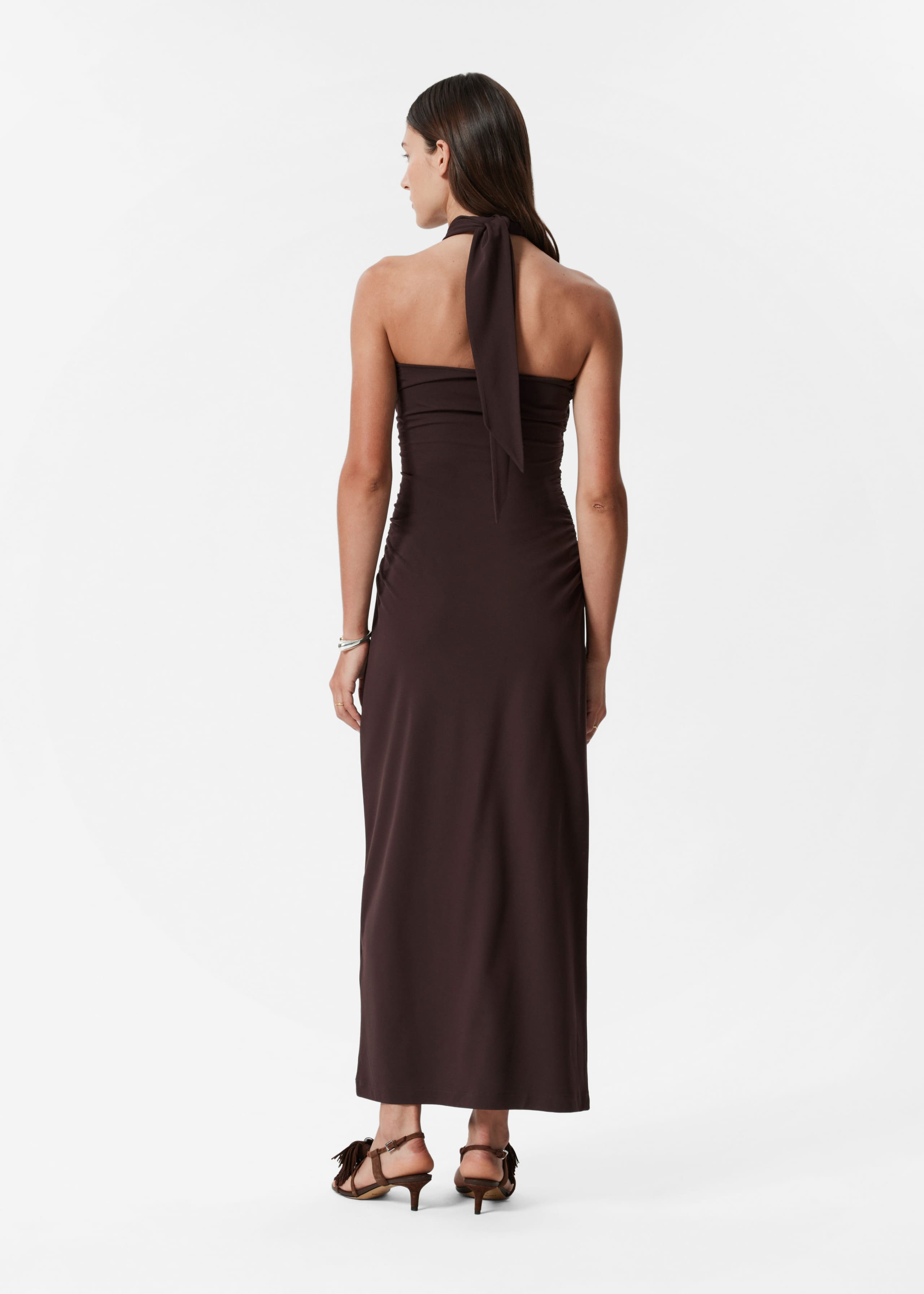 Halterneck Midi Dress - Khaki Green - Lookbook