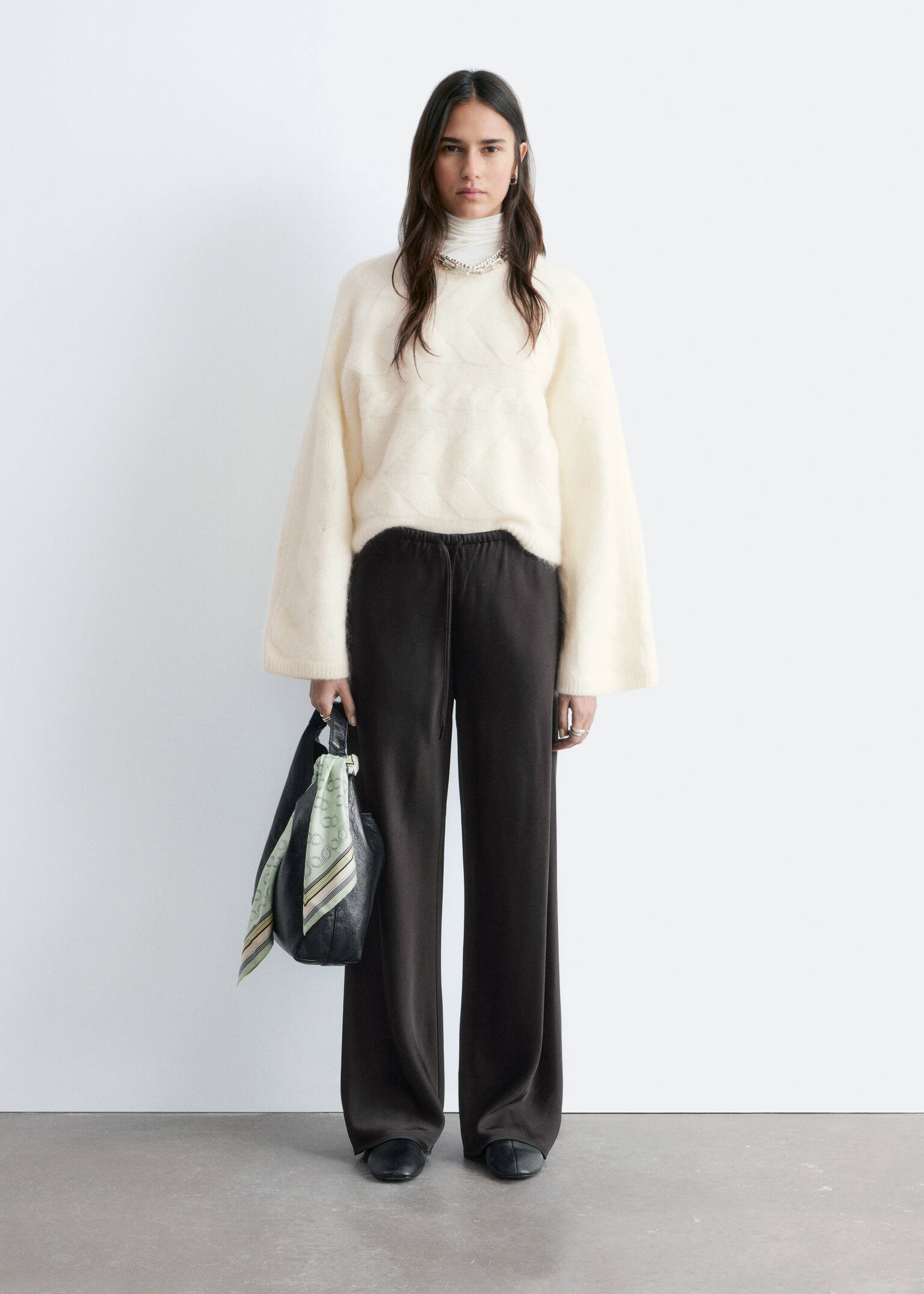 Mohair-Blend Cable-Knit Jumper - White/Grey - 6