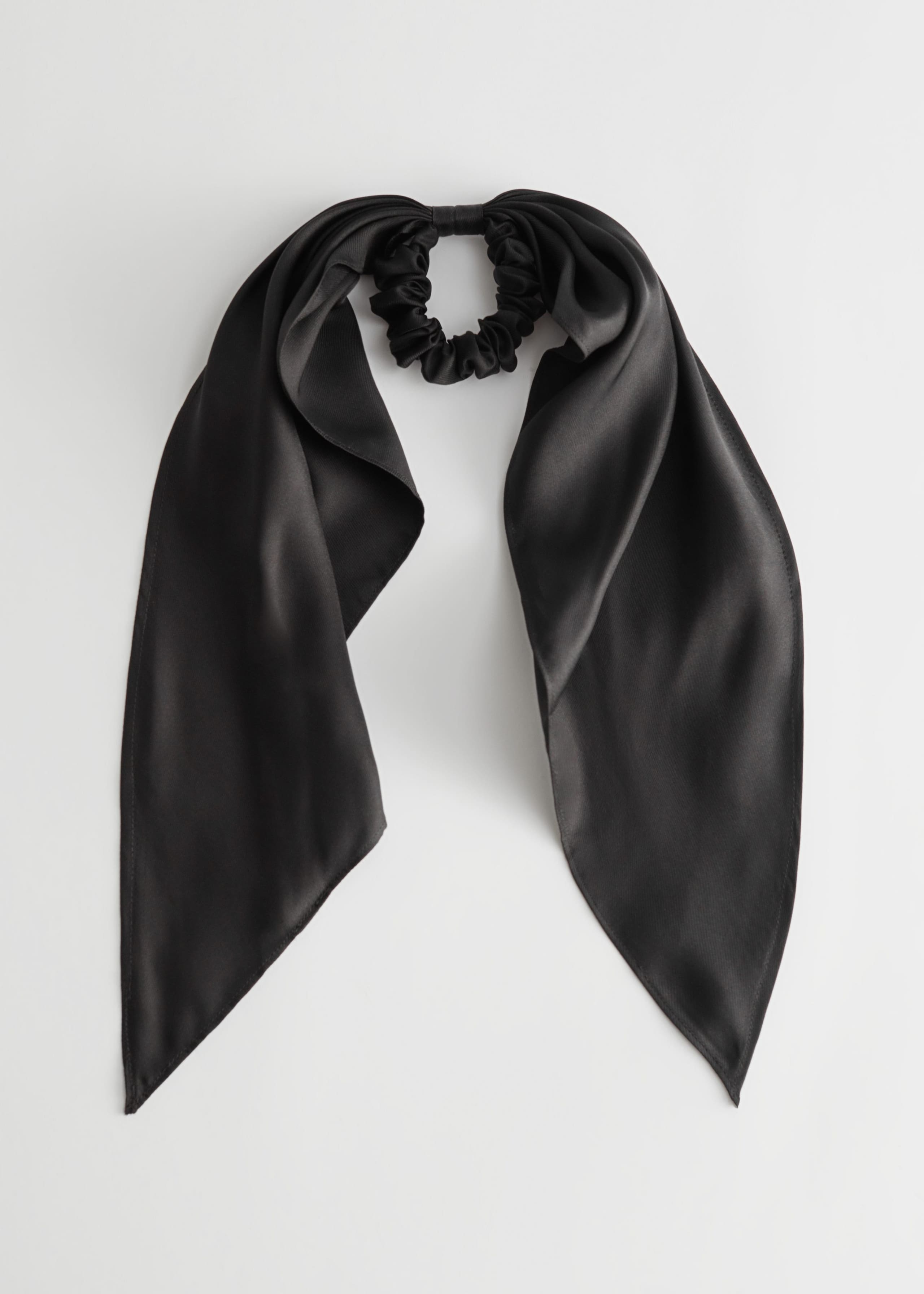 Silk Bow Scrunchie - Black - Still Life