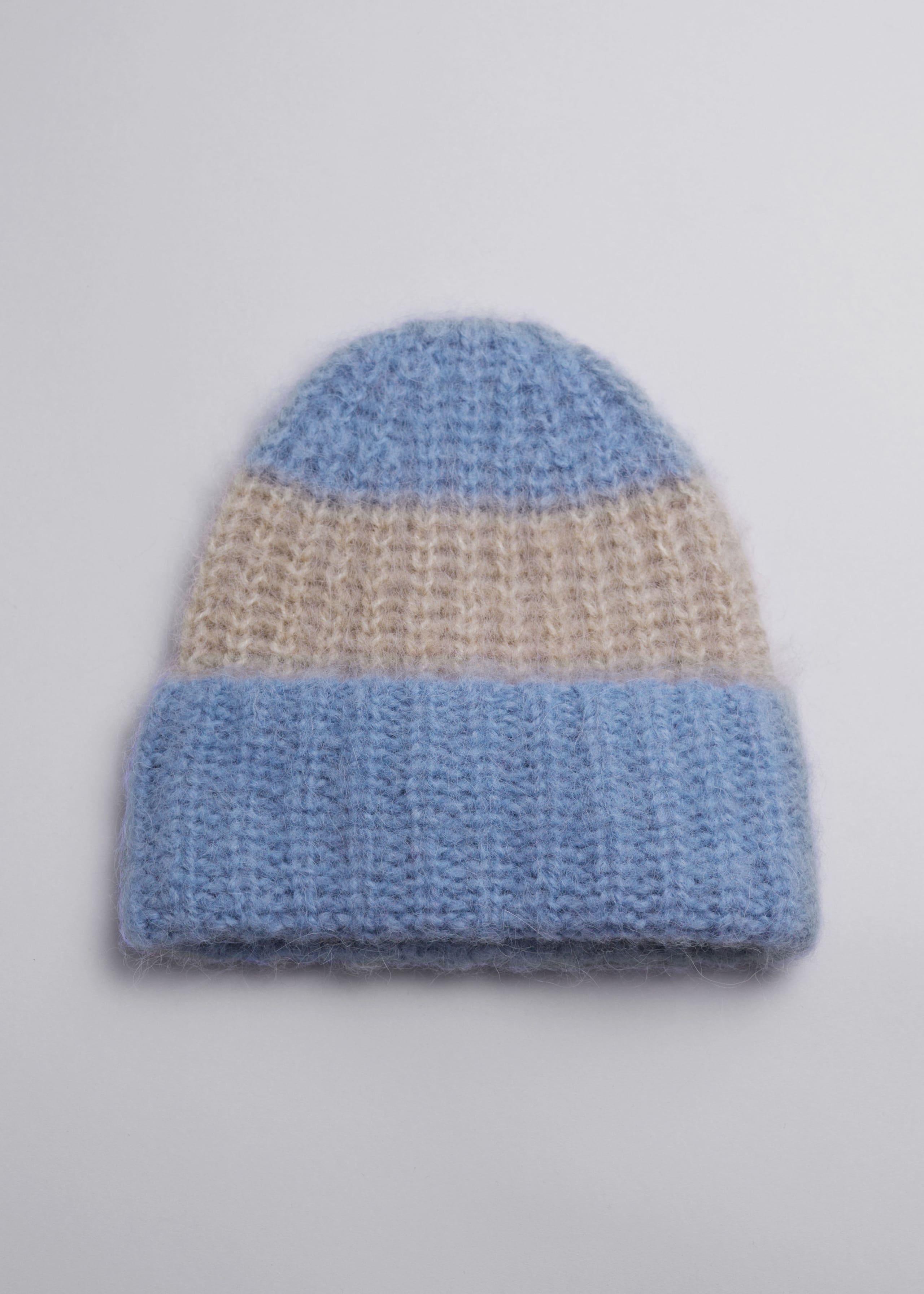 Striped Alpaca-Blend Beanie - Blue/Grey - Still Life