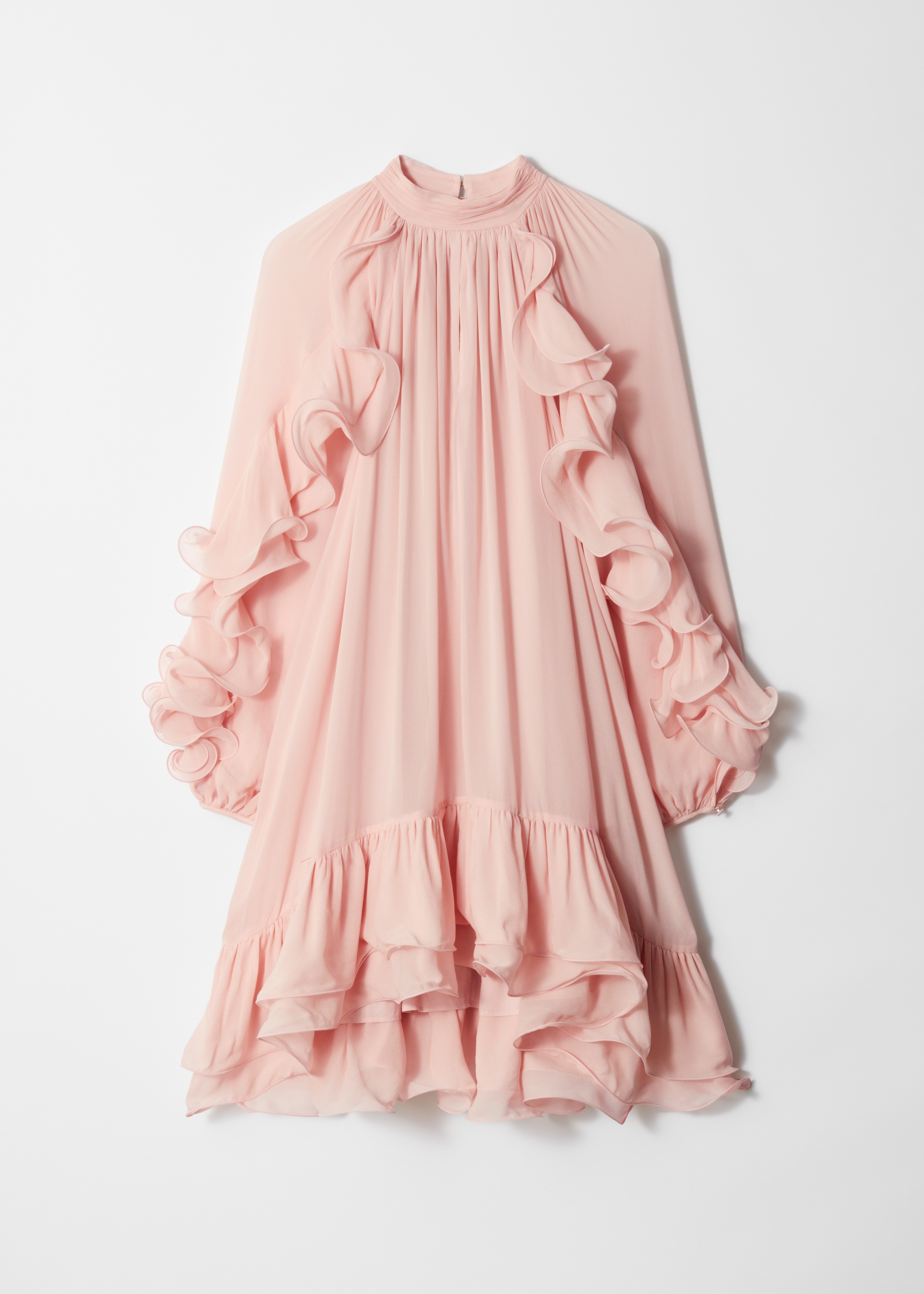 Mini šaty s volánky - Dusty Pink