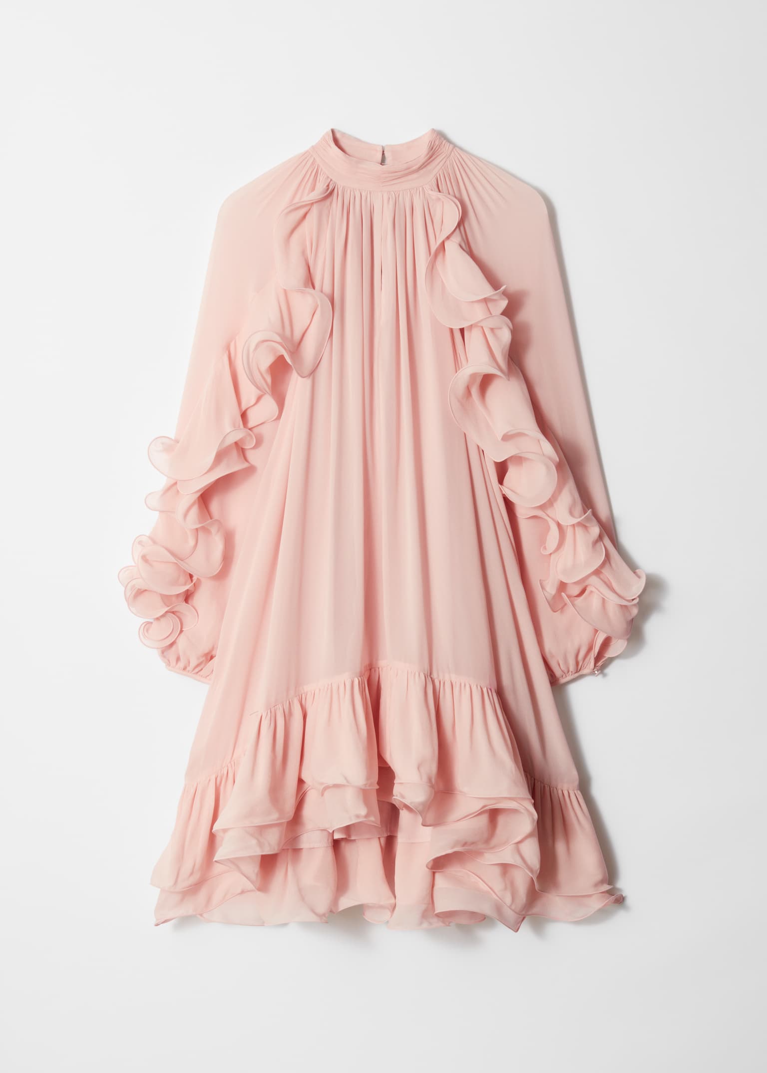 Robe courte à volants - Rose poudré - 2