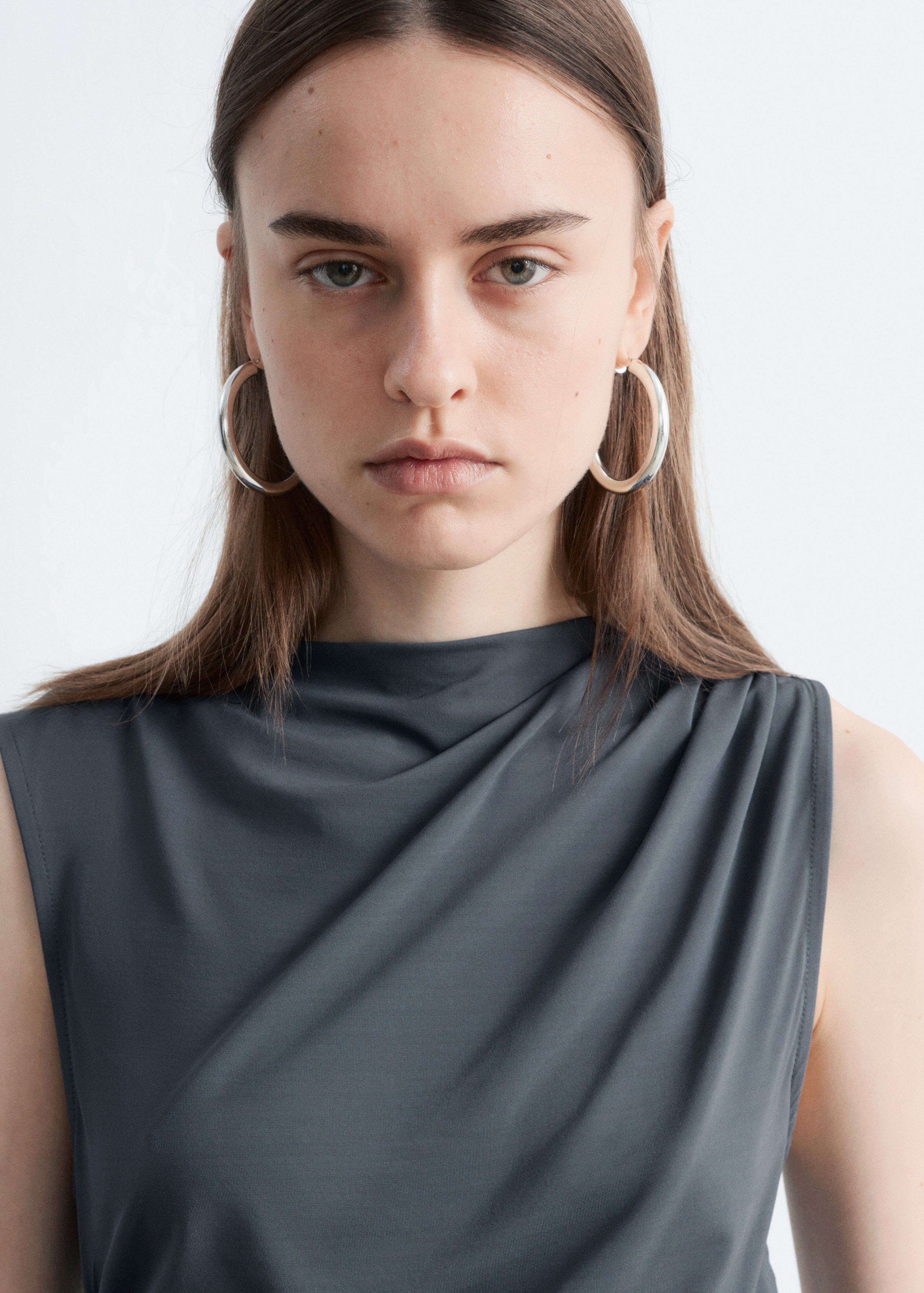 Draped Jersey Top - Dark Grey - & Other Stories US