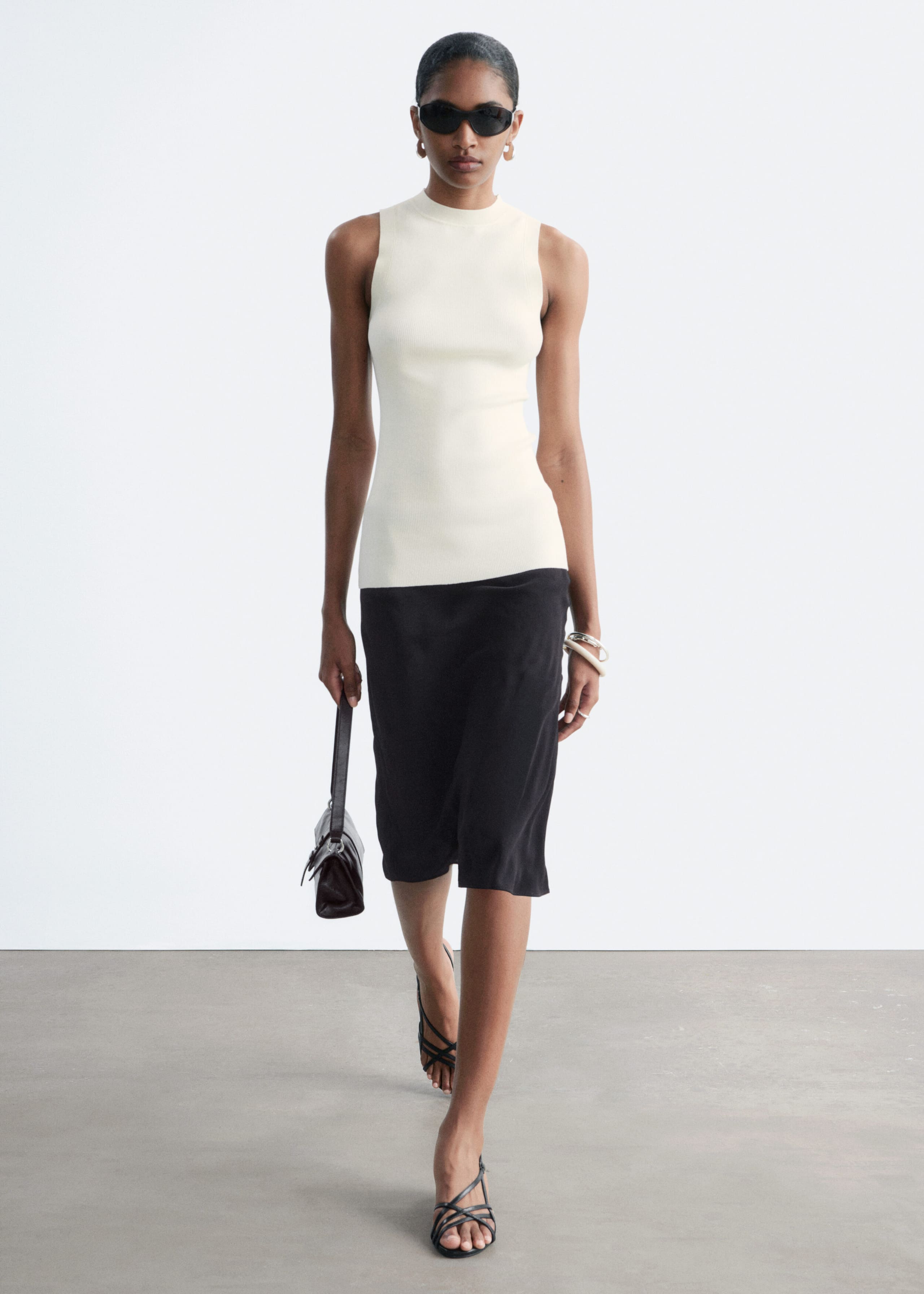 Ribbed Tank Top - Off White - Lookbook