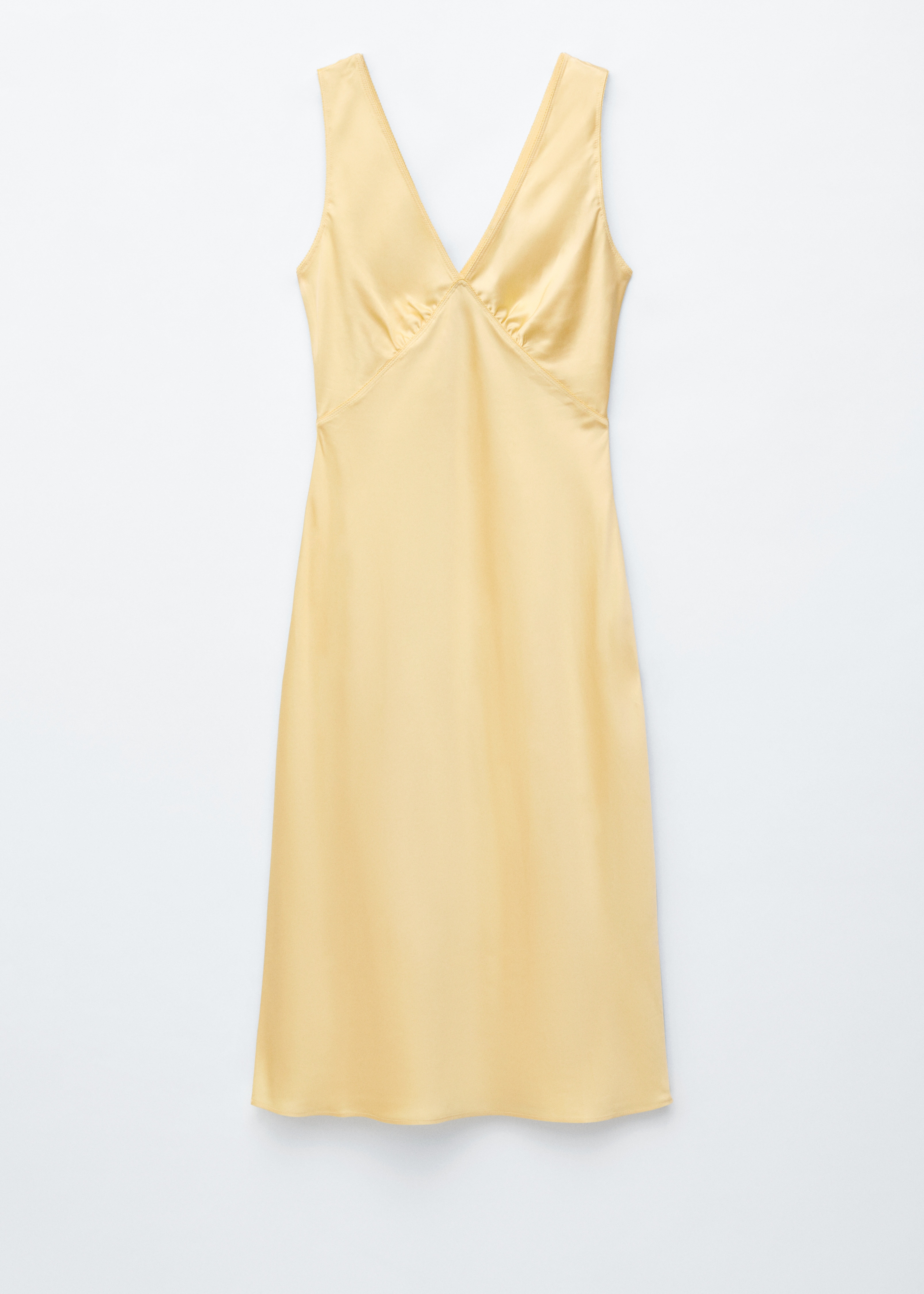 Sukienka midi z dekoltem w szpic - Żółty/Brzoskwiniowy