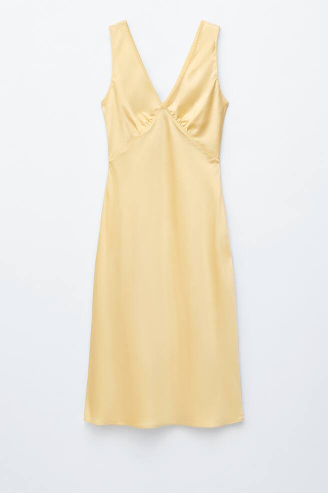 V-Neck Slip Midi Dress - Yellow/Peach/Green/Blue Florals - 1
