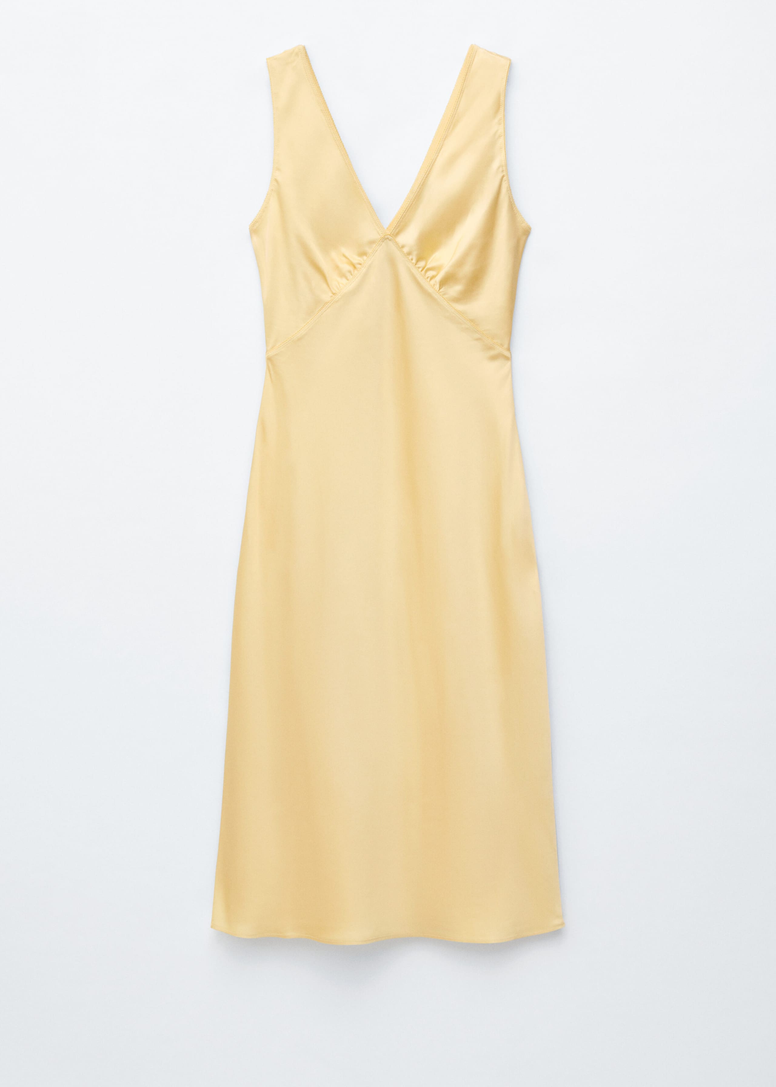 Blommig midiklänning med V-ringning – Gul – stilleben