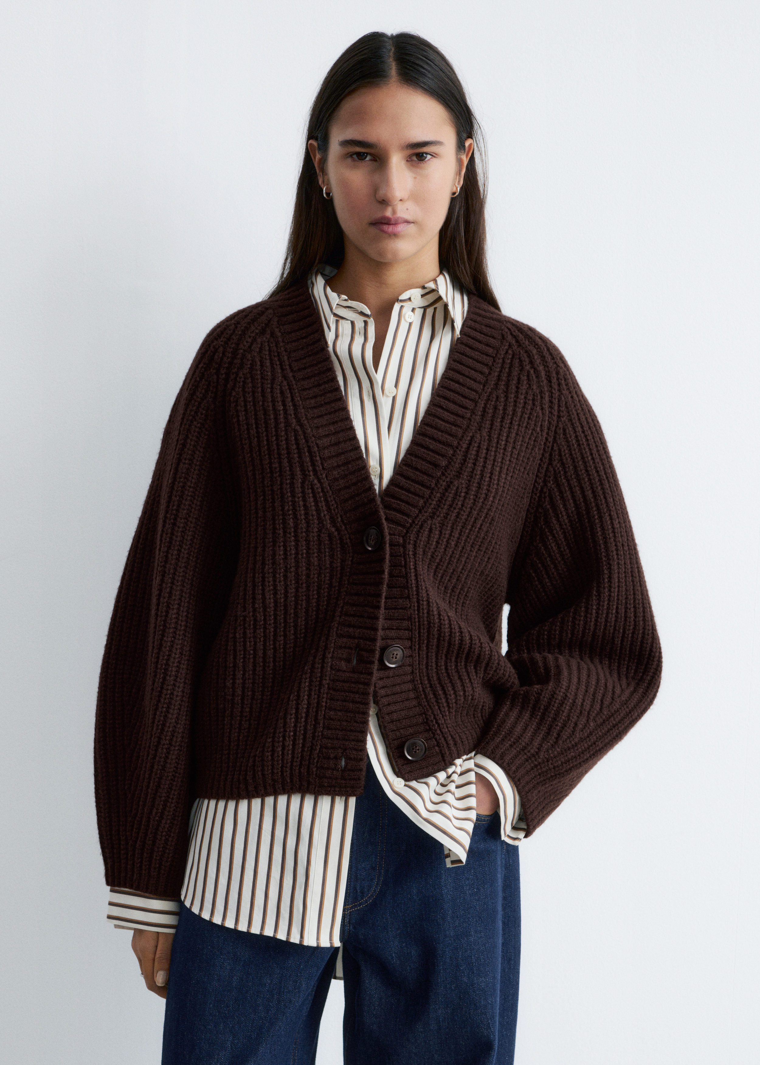 Chunky Rib-Knit Cardigan - Dark Brown - & Other Stories US