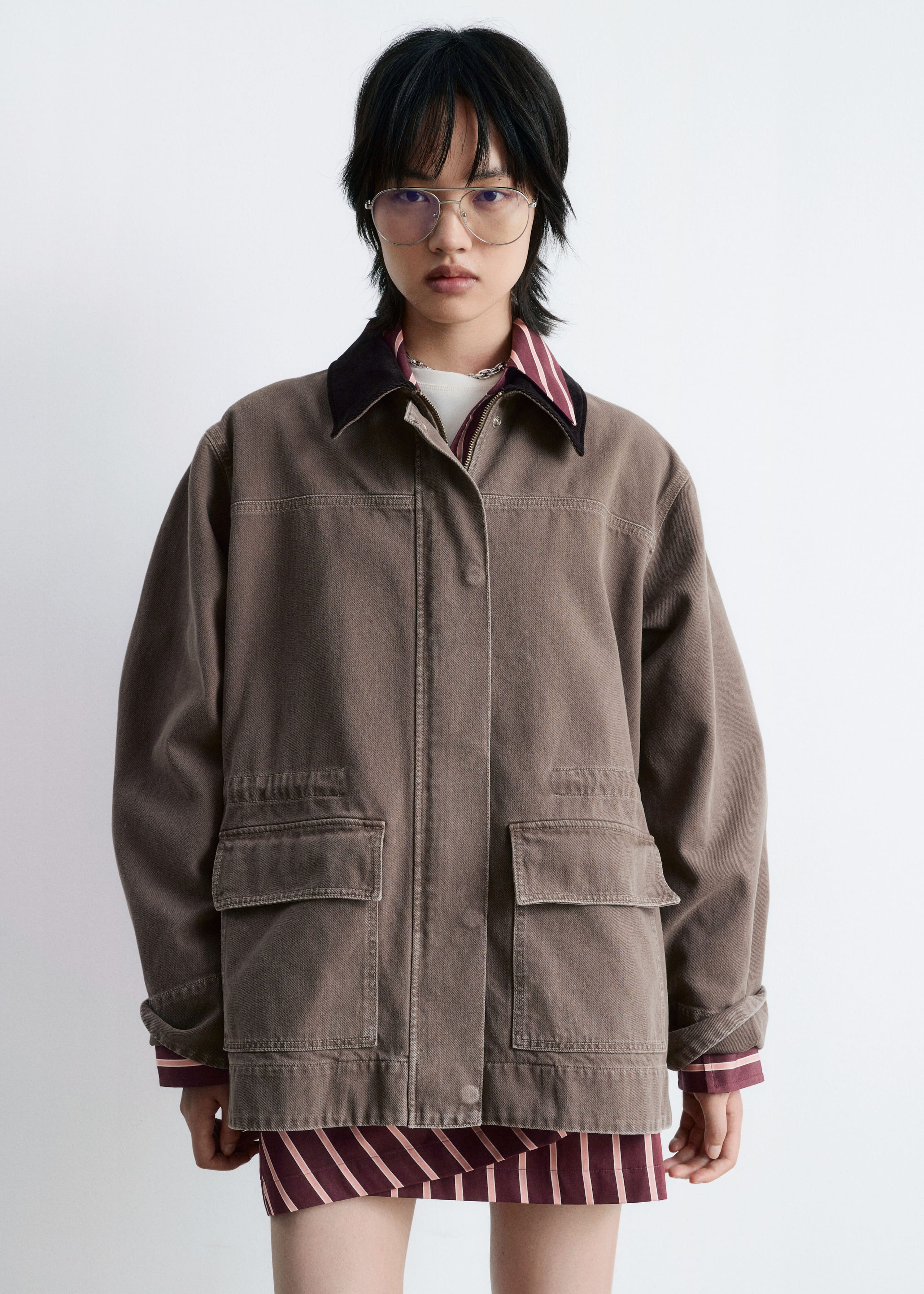 Image of Cord-Collar Denim Jacket