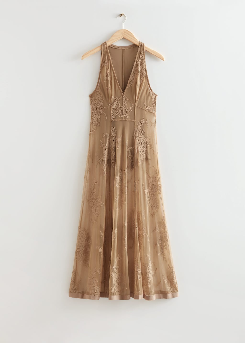 Sheer Lace Midi Dress - Dark Beige - Still Life
