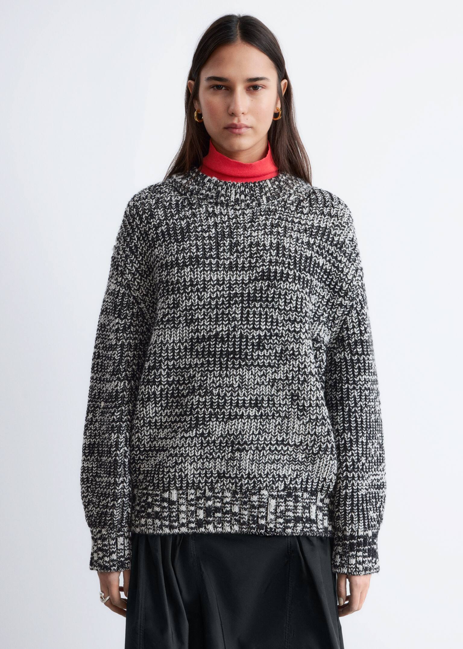 Oversized Wool Jumper - שחור/לבן - 4