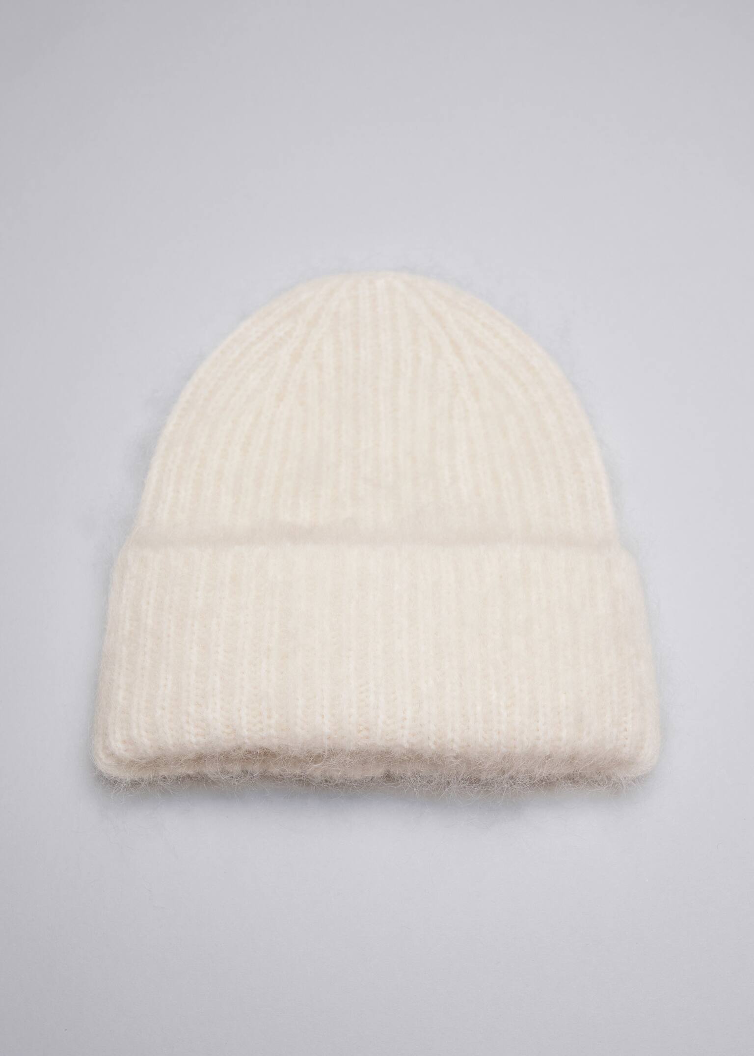 Bonnet en mohair mélangé brossé - Couleur crème