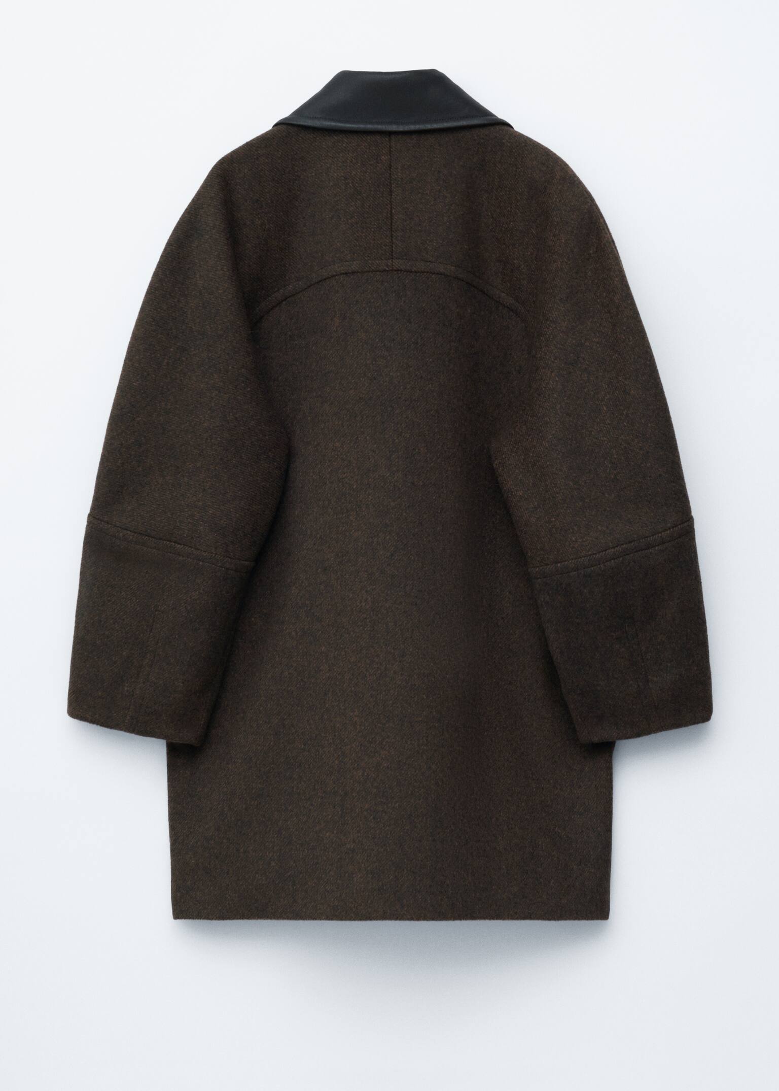 Bő galléros gyapjúkabát - Dark Brown - 9