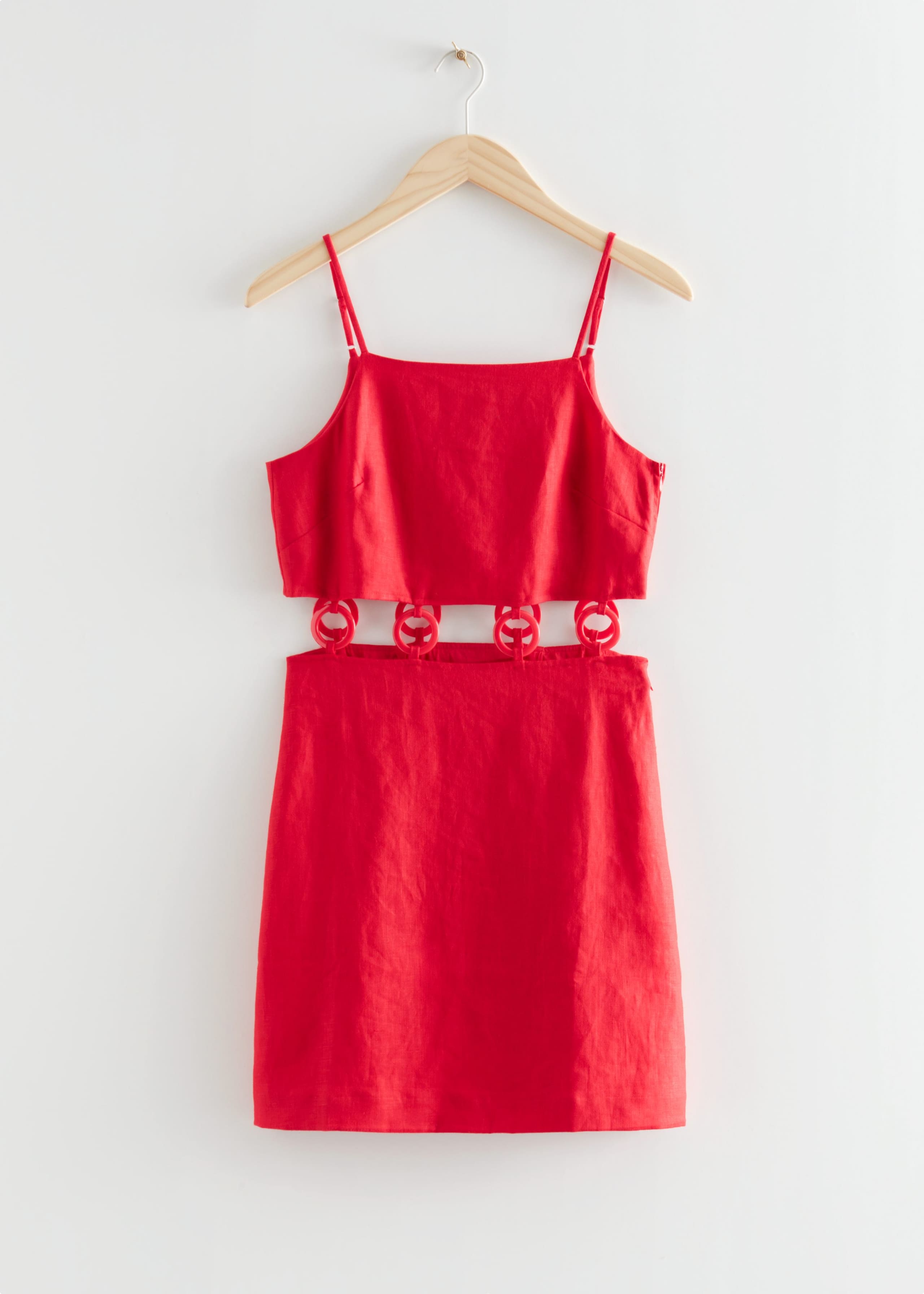 Fitted O-Ring Mini Dress - Red - Still Life